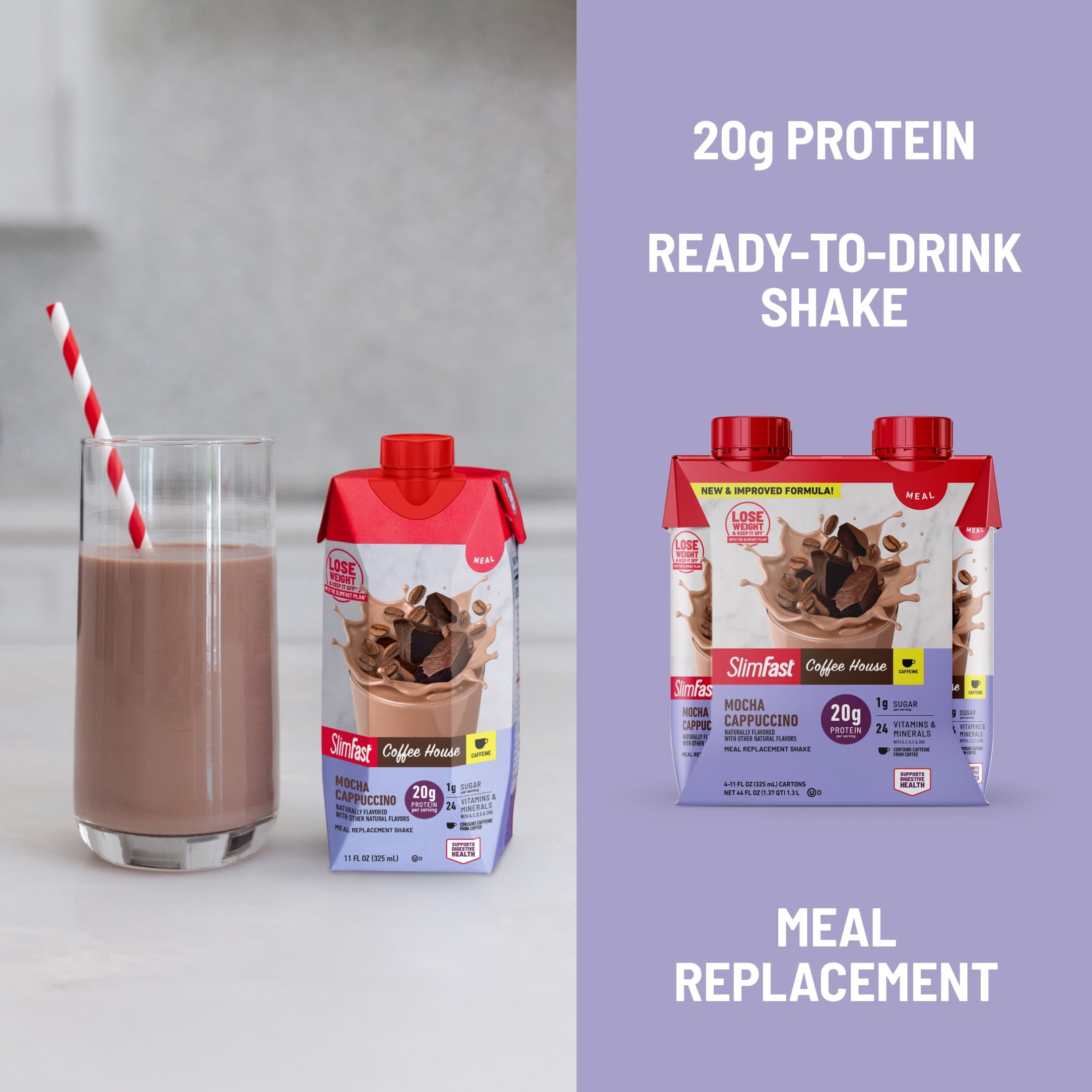 SlimFast High Protein 20g Energy Ready To Drink Meal Replacement Shake Coffee House Mocha — sports nutrition product, view 5