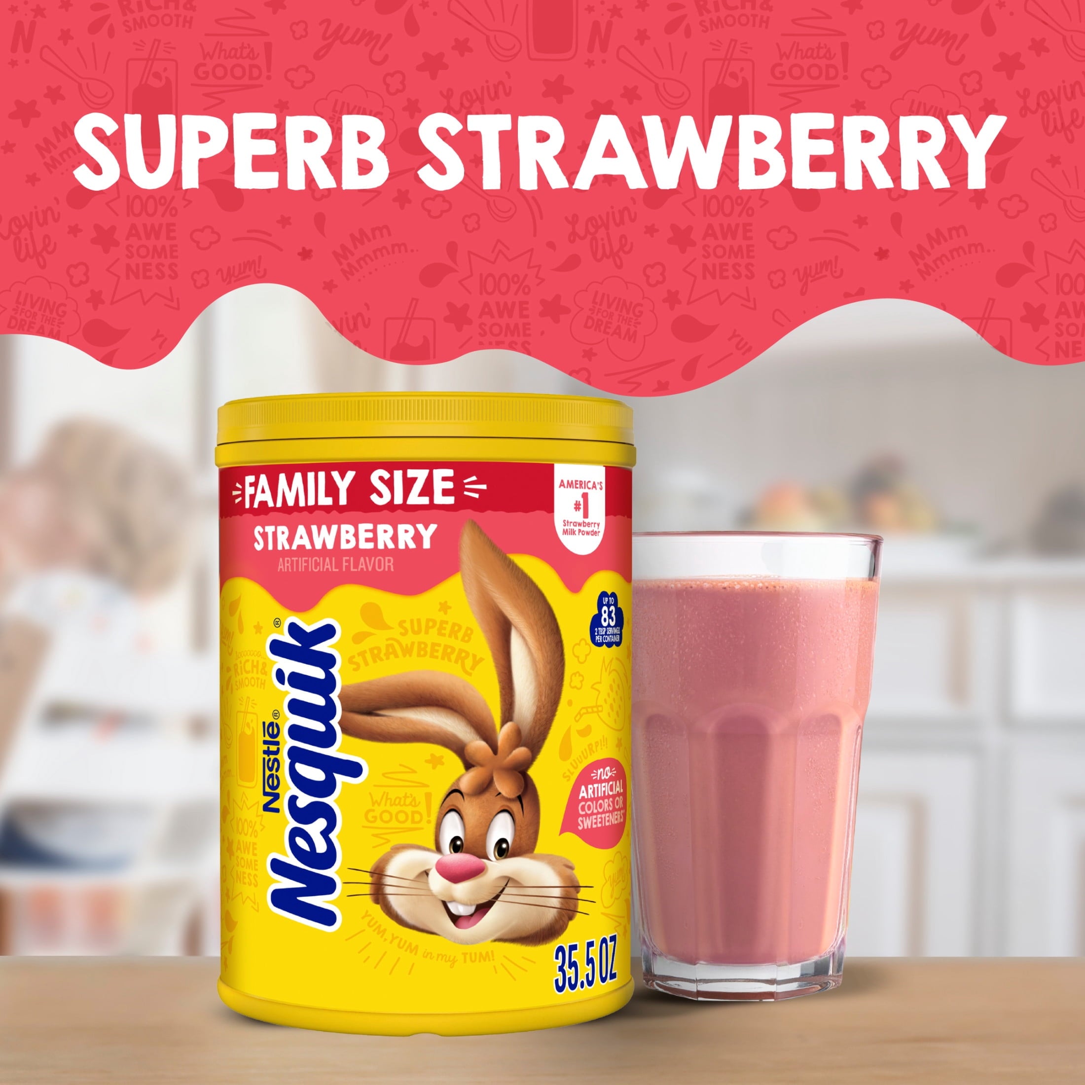 Nestle Nesquik Strawberry Flavor Powder Drink Mix, 35.5 oz — coffee and drinks product, view 2