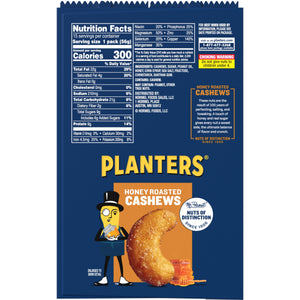 PLANTERS Deluxe Honey Roasted Whole Cashews, Plant Based Protein, 2 oz Bags (pack of 15) — grocery product, view 3