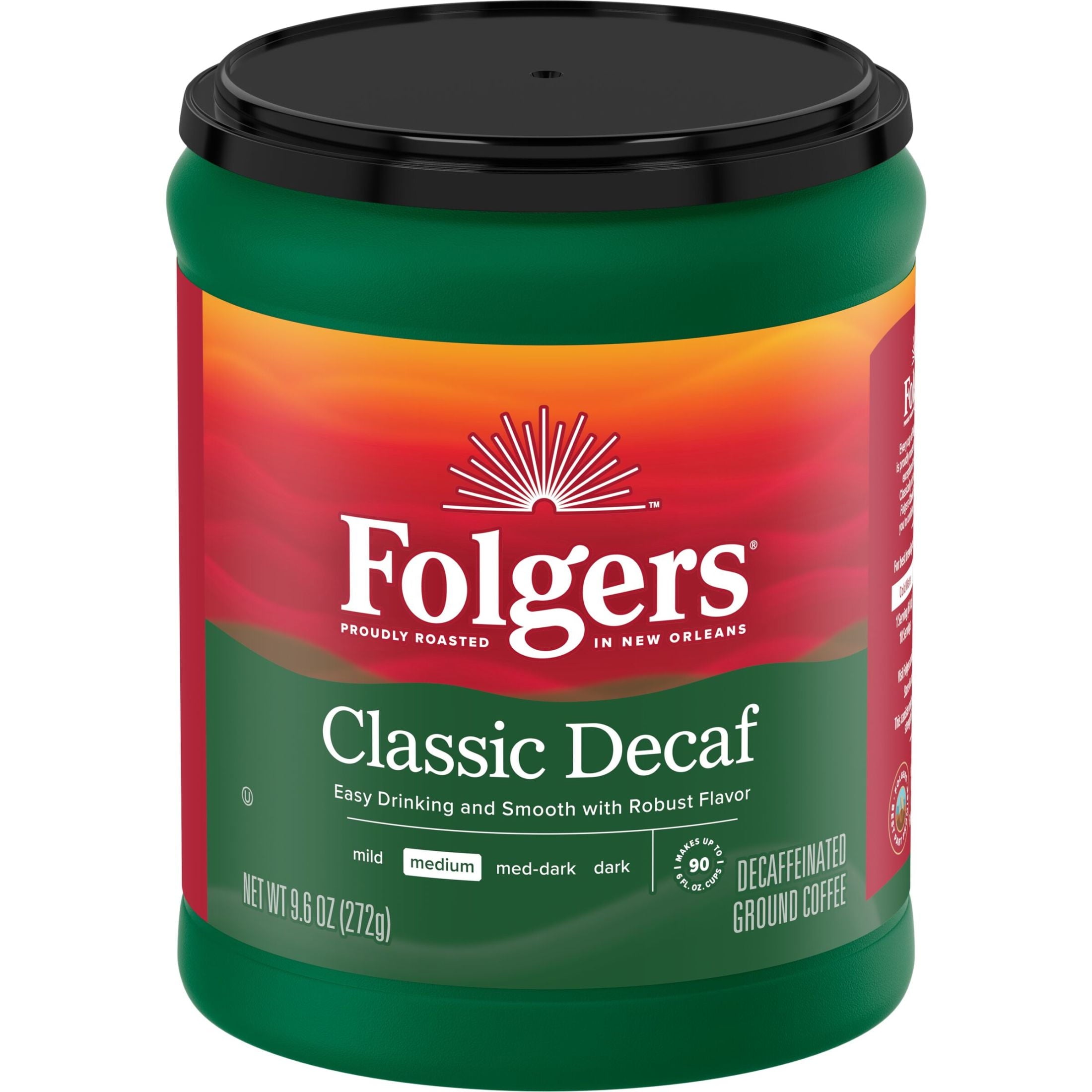 Folgers Decaf Coffee, Ground Coffee, Classic Medium Roast, 9.6 oz Canister — coffee and drinks product, view 5