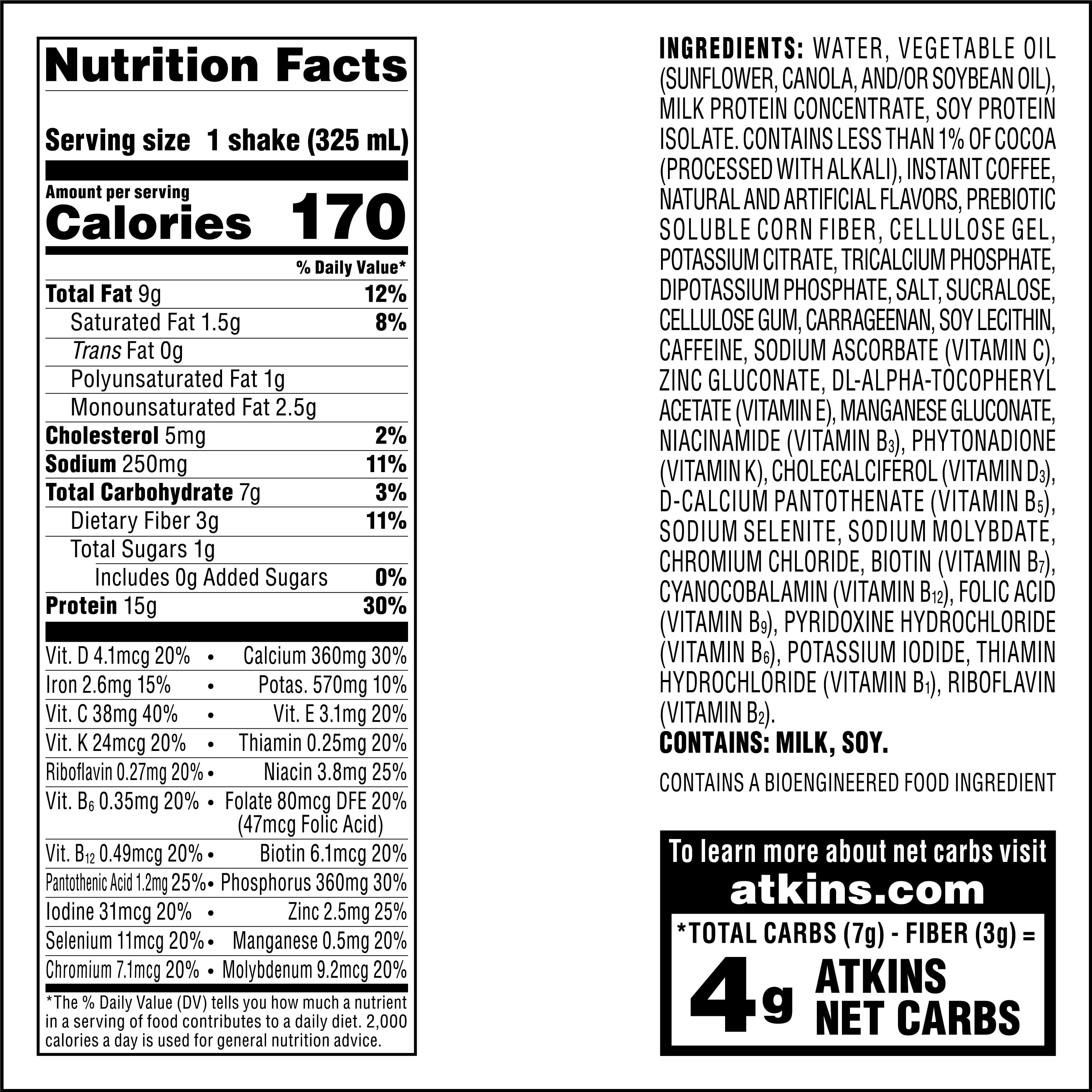 Atkins Protein Shake, Mocha Latte, Keto Friendly, Gluten Free, 4 Ct (Ready to Drink) — sports nutrition product, view 7