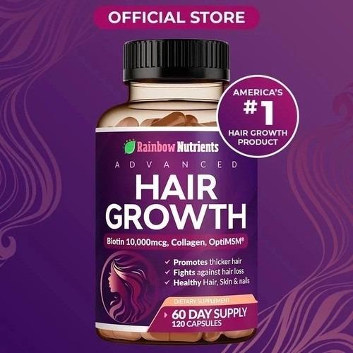 Rainbow Nutrients Hair Growth Vitamins w/ Biotin 10,000mcg &Collagen 120Capsules — hair care product