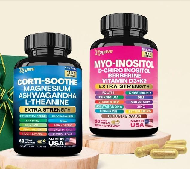 COMBO Cortisol Supplement Magnesium Glycinate 200mg L-Theanine 150mg Ashwagandha — supplement pack