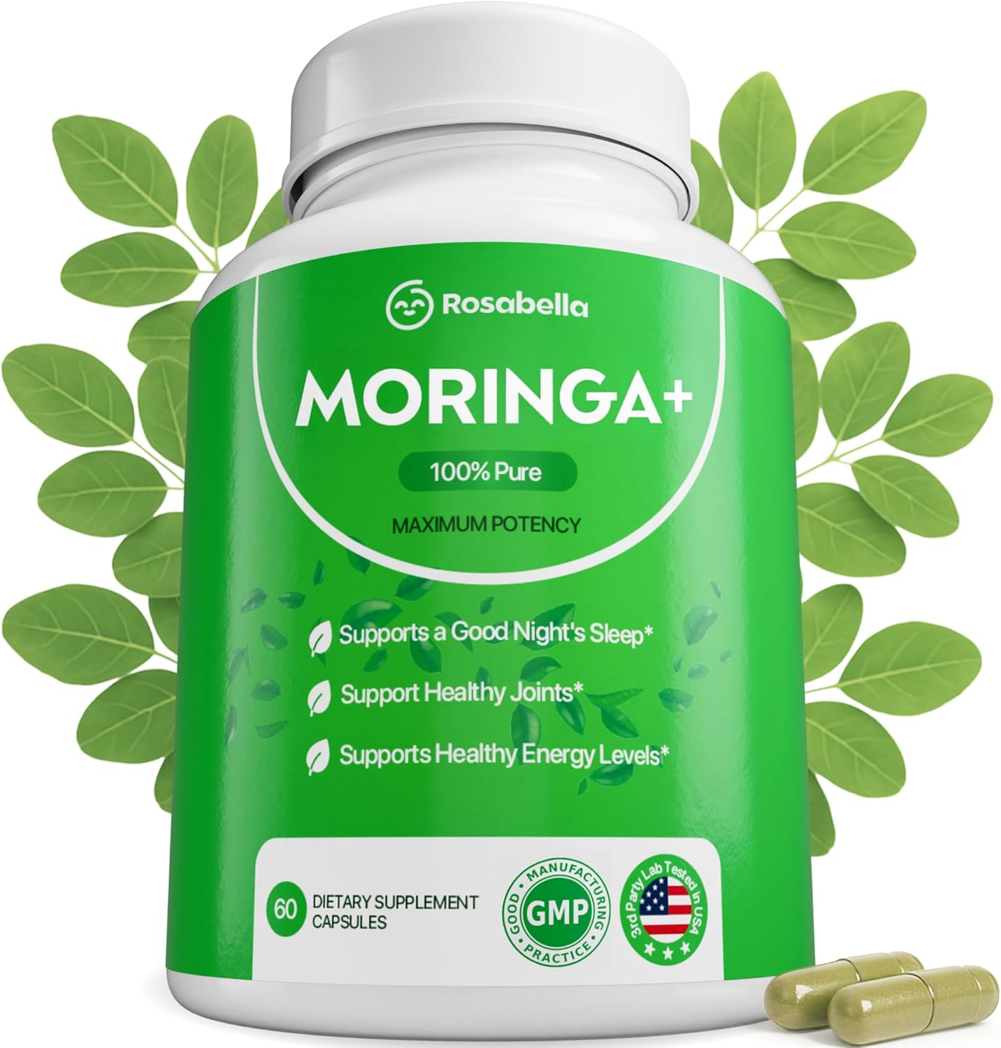 Rosabella Moringa+ Capsules - Pure Moringa Powder 60 cap — supplement pack