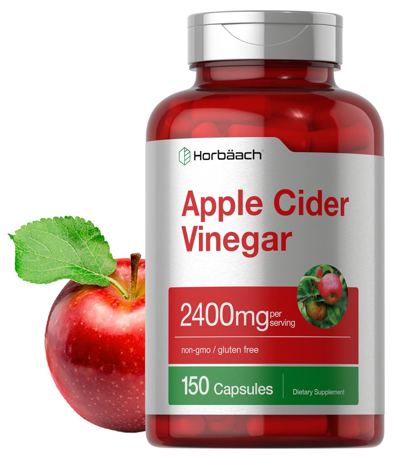 Horbäach Apple Cider Vinegar Capsules | 2400mg | 150 Count | — supplement pack