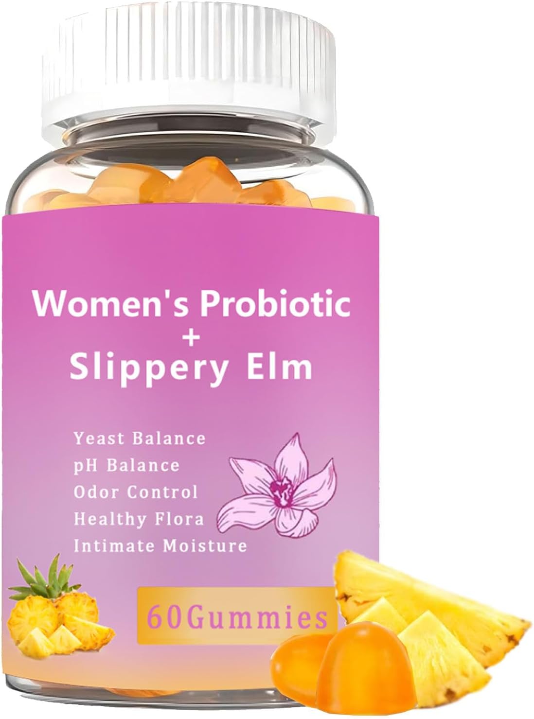 Feminine Probiotics Gummies, Women's Probiotic+Slippery Elm, 2 in 1 Gummies — supplement pack