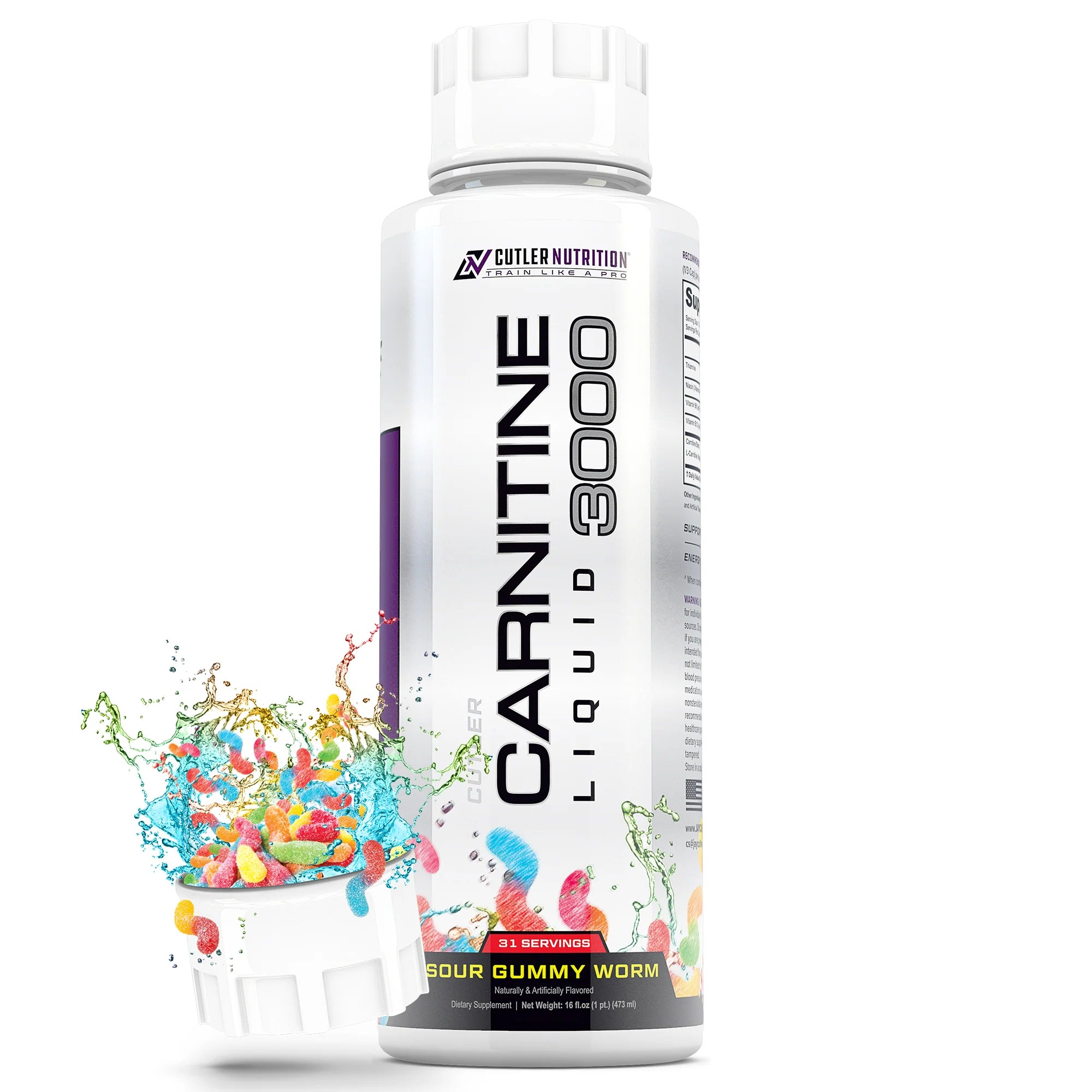 Cutler Nutrition Carnitine 3000 Liquid - Daily Energy Workout Recovery Support sweet and sour taste — supplement pack