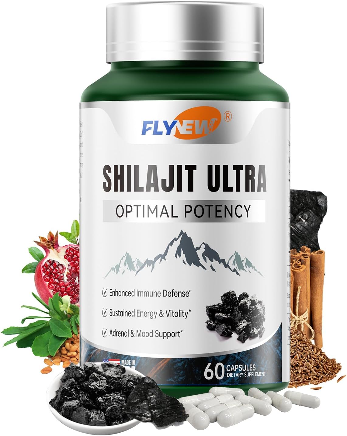 Shilajit for Men Women,Optimal potency 60 Capsules — supplement pack