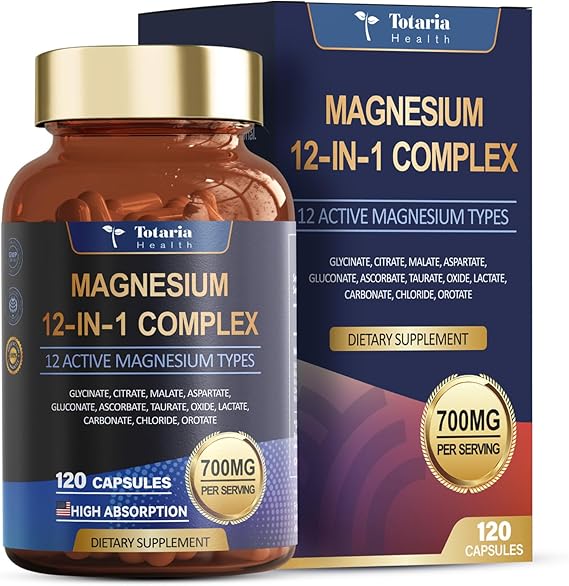 Totaria Magnesium Complex 700mg 12 in 1 Magnesium Supplement Vegan 120 Capsules — supplement pack