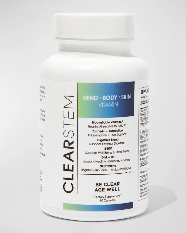 CLEARSTEM Skincare MINDBODYSKIN Acne & Stress Vitamin, 90 Count — supplement pack