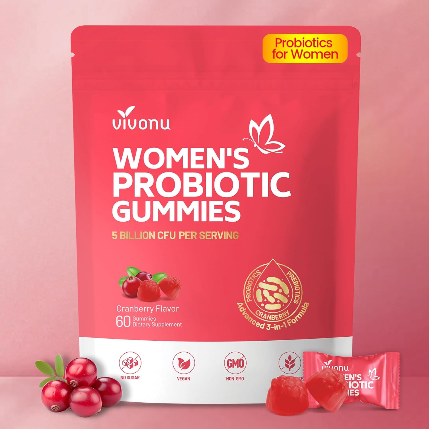 VivoNu Viginal Probiotics for Women, Women Probiotic Gummies| 60 Gummies — supplement pack