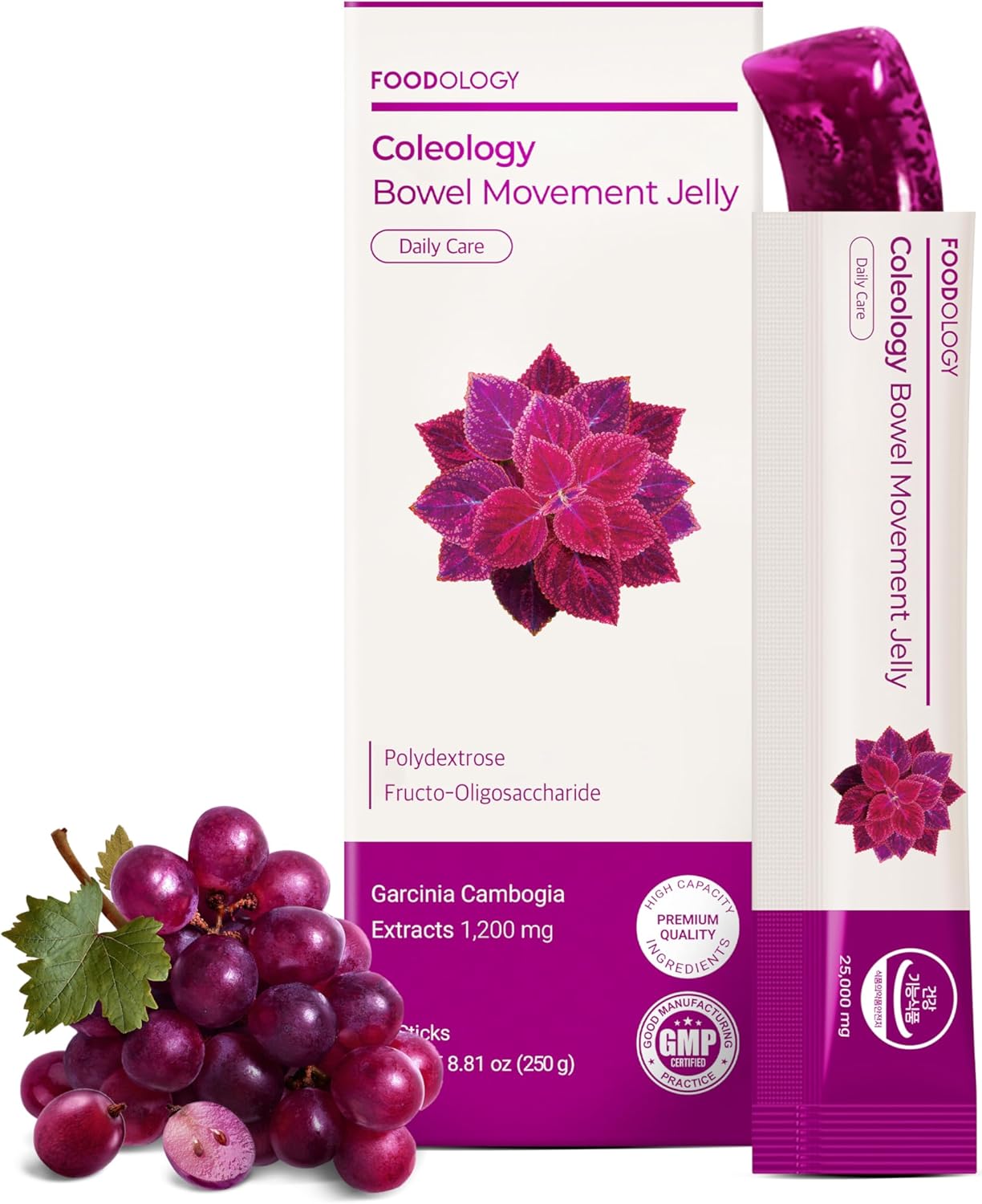 FOODOLOGY Coleology Bowel Movement Jelly, Grape & Prune, 10 Sticks / 250g — supplement pack