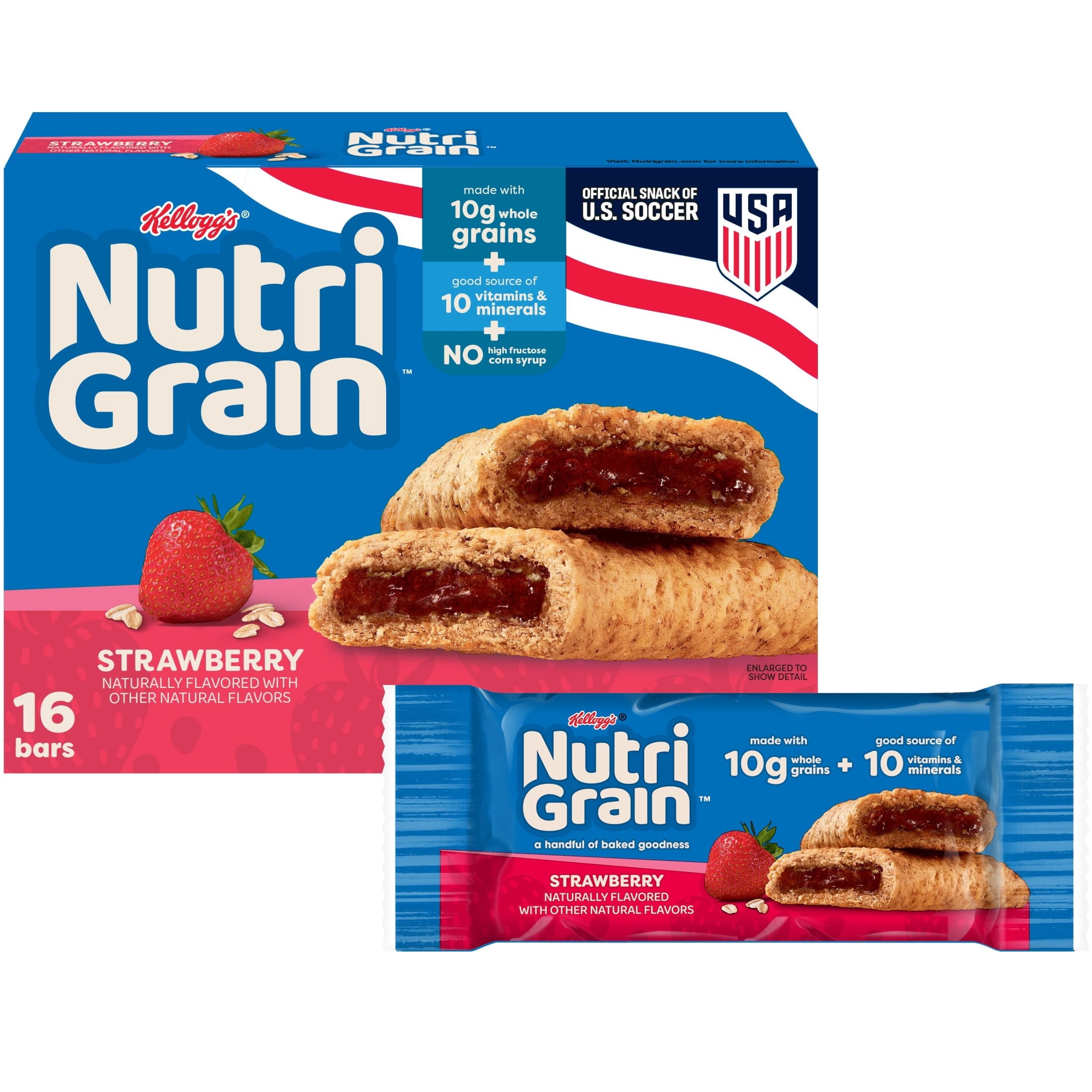 Nutri-Grain Breakfast Bars, Made with 10g Whole Grains, Snack Bars, Strawberry, 20.8oz Box — grocery product, view 2