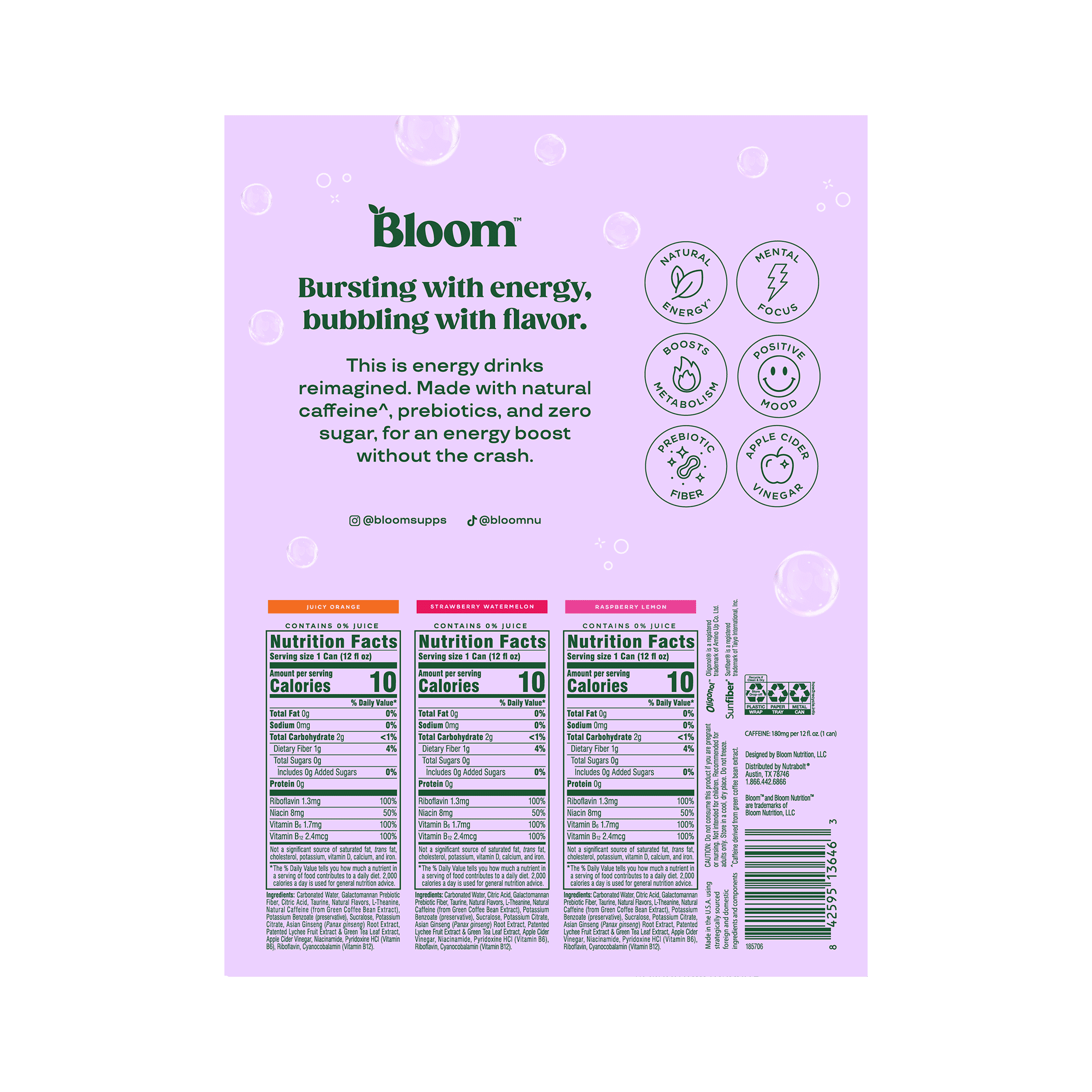 Bloom Nutrition Sparkling Energy Drink, Variety, 12 fl oz Cans, 12 Pack — coffee and drinks product, view 8
