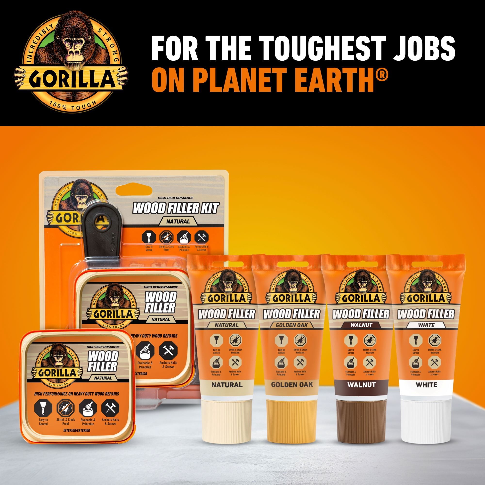 Gorilla All Purpose Wood Filler, Natural Finish, 16 Ounce Tub — home and garden product, view 9