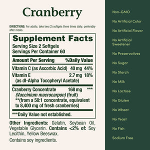 Nature's Bounty Cranberry with Vitamin C, 120 Softgels, 4200 mg Equivalent — supplement pack, view 2