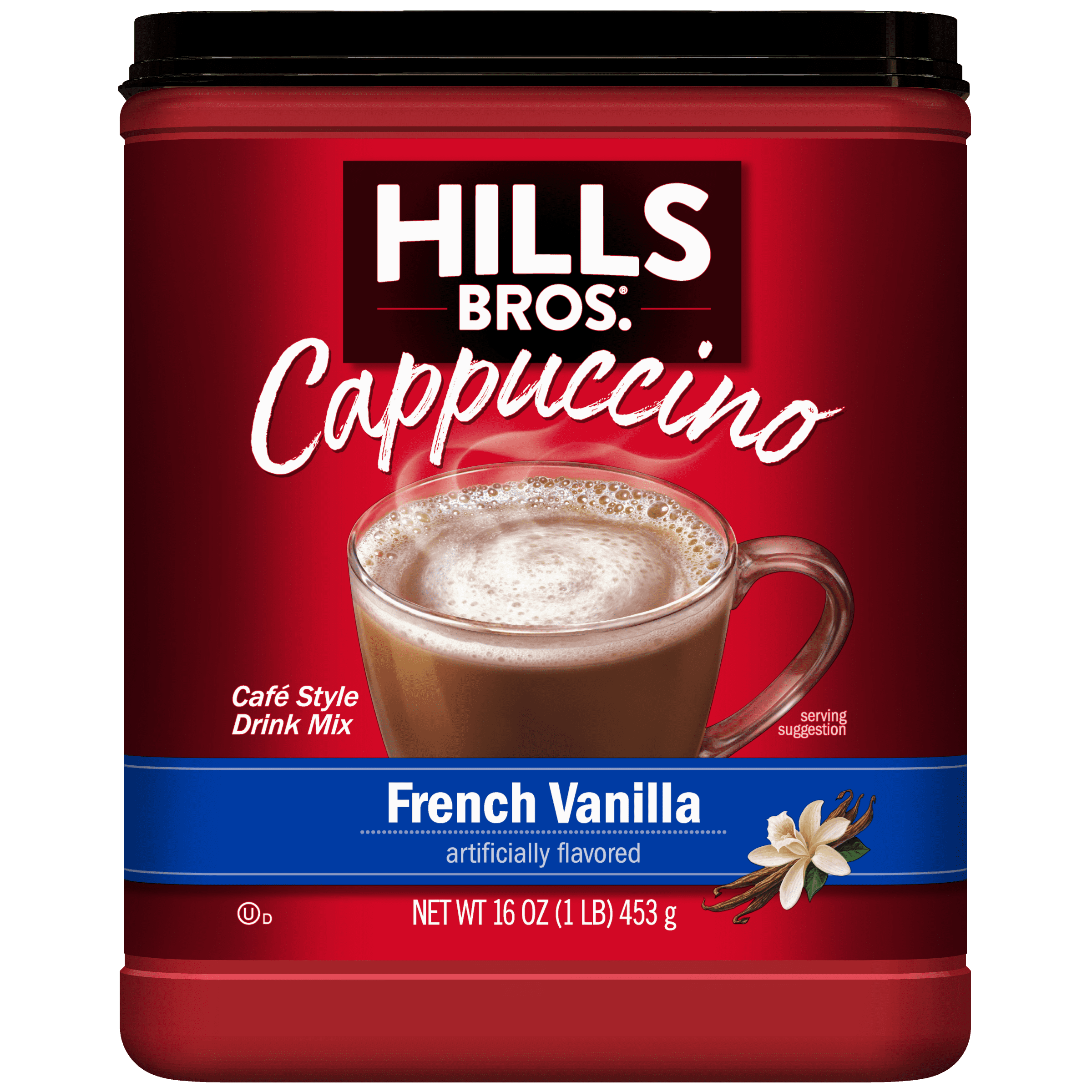 Hills Bros. French Vanilla Cappuccino Instant Coffee Mix, 16 Ounce Canister — coffee and drinks product, view 2