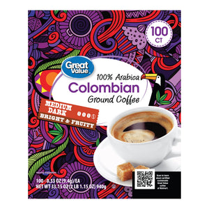 Great Value 100% Arabica Colombian Medium Dark Roast Ground Coffee Pods, 33.1 oz — coffee and drinks product, view 7