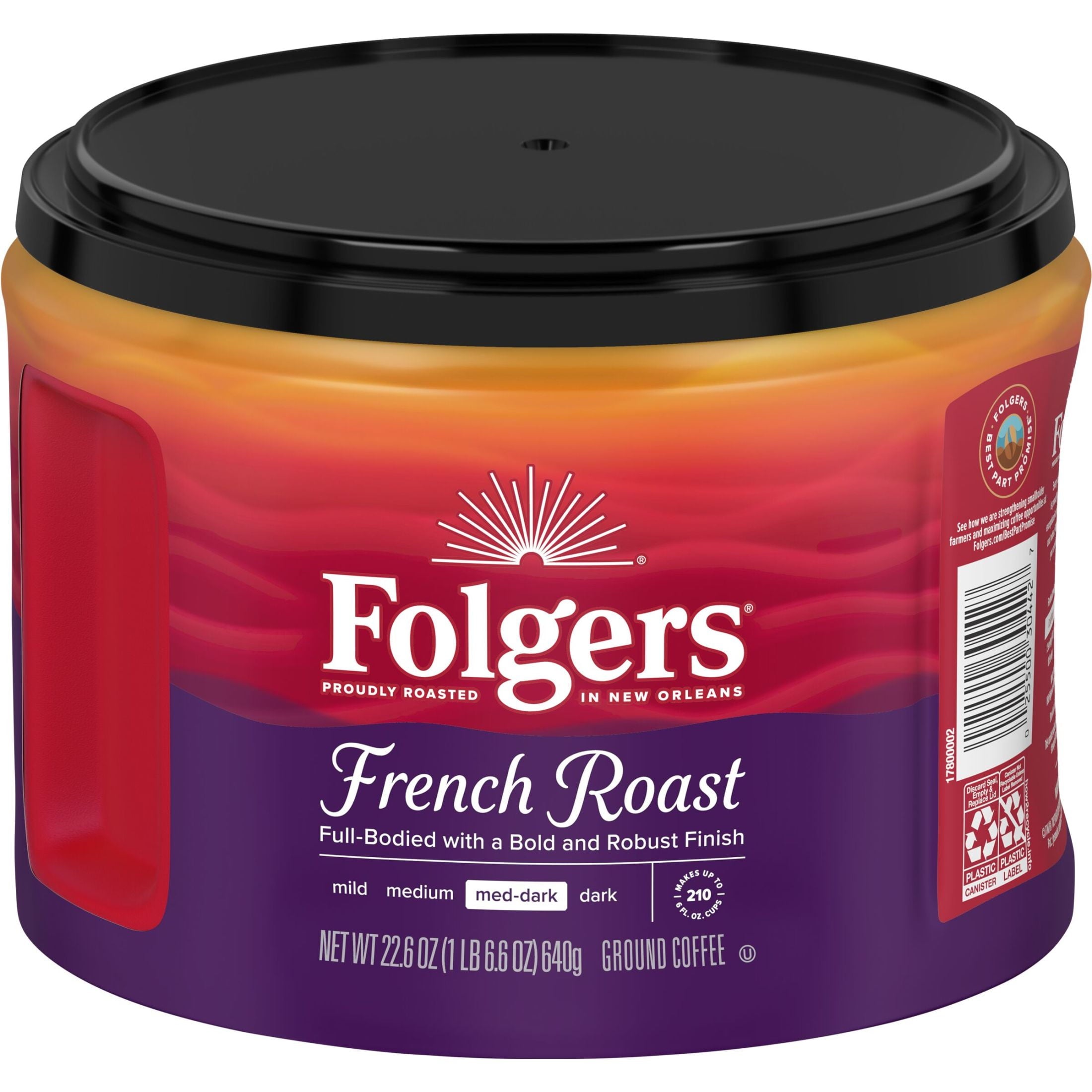 Folgers French Roast Ground Coffee, Medium Dark Roast, 22.6 oz Canister — coffee and drinks product, view 5