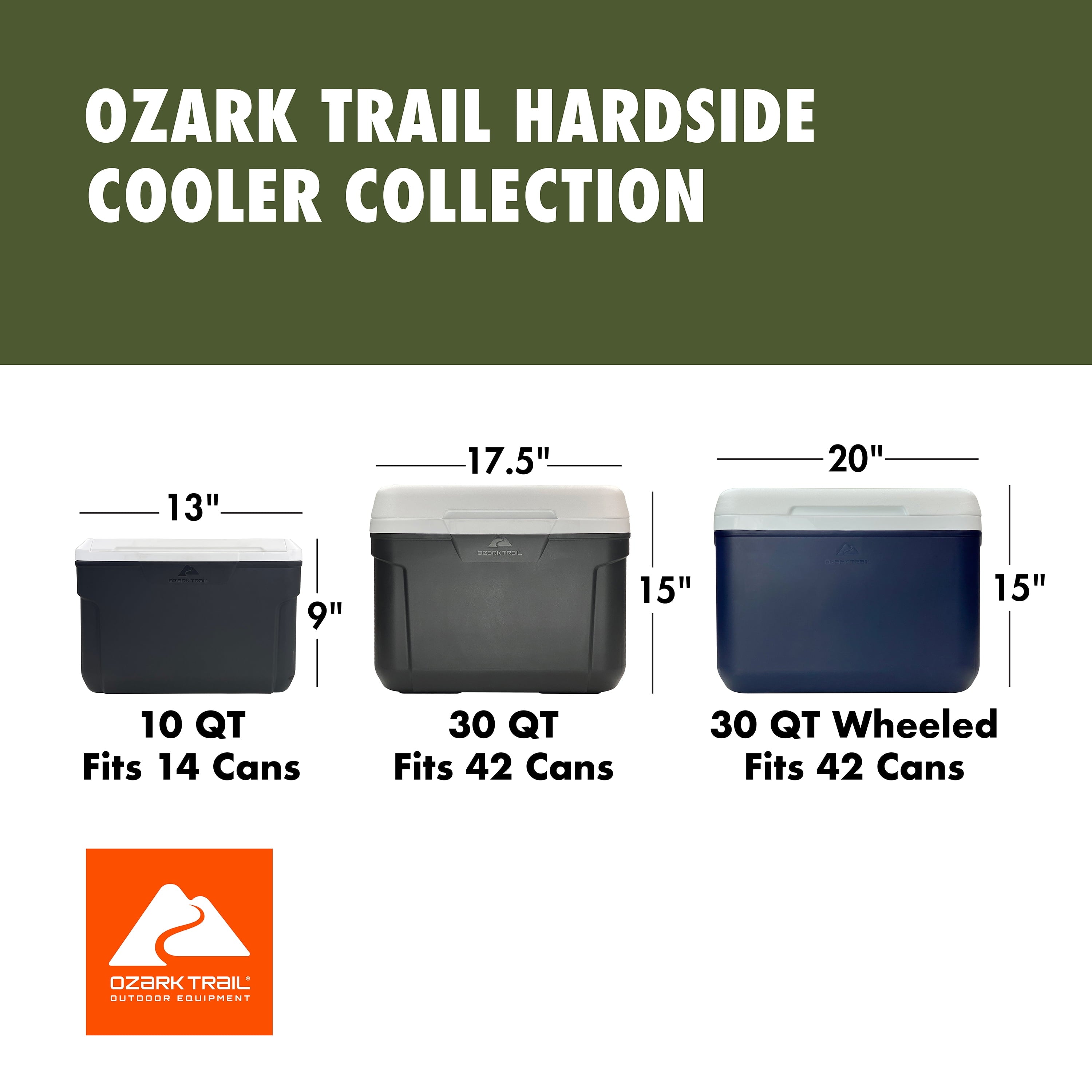 Ozark Trail 10 qt 14-Can Hard-Sided Cooler, Gray — sports and outdoor product, view 5