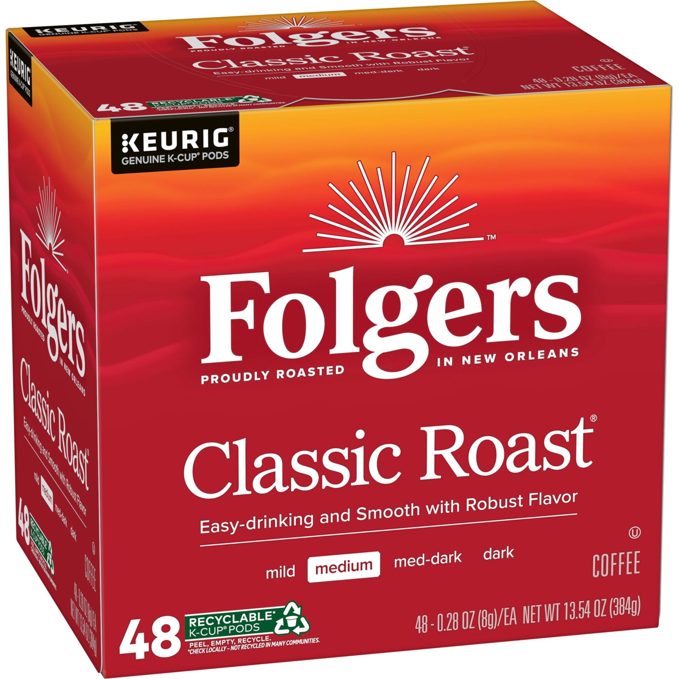 Folgers Classic Roast, Medium Roast Coffee, Keurig K Cup Pods, 48 Count Box — coffee and drinks product, view 8