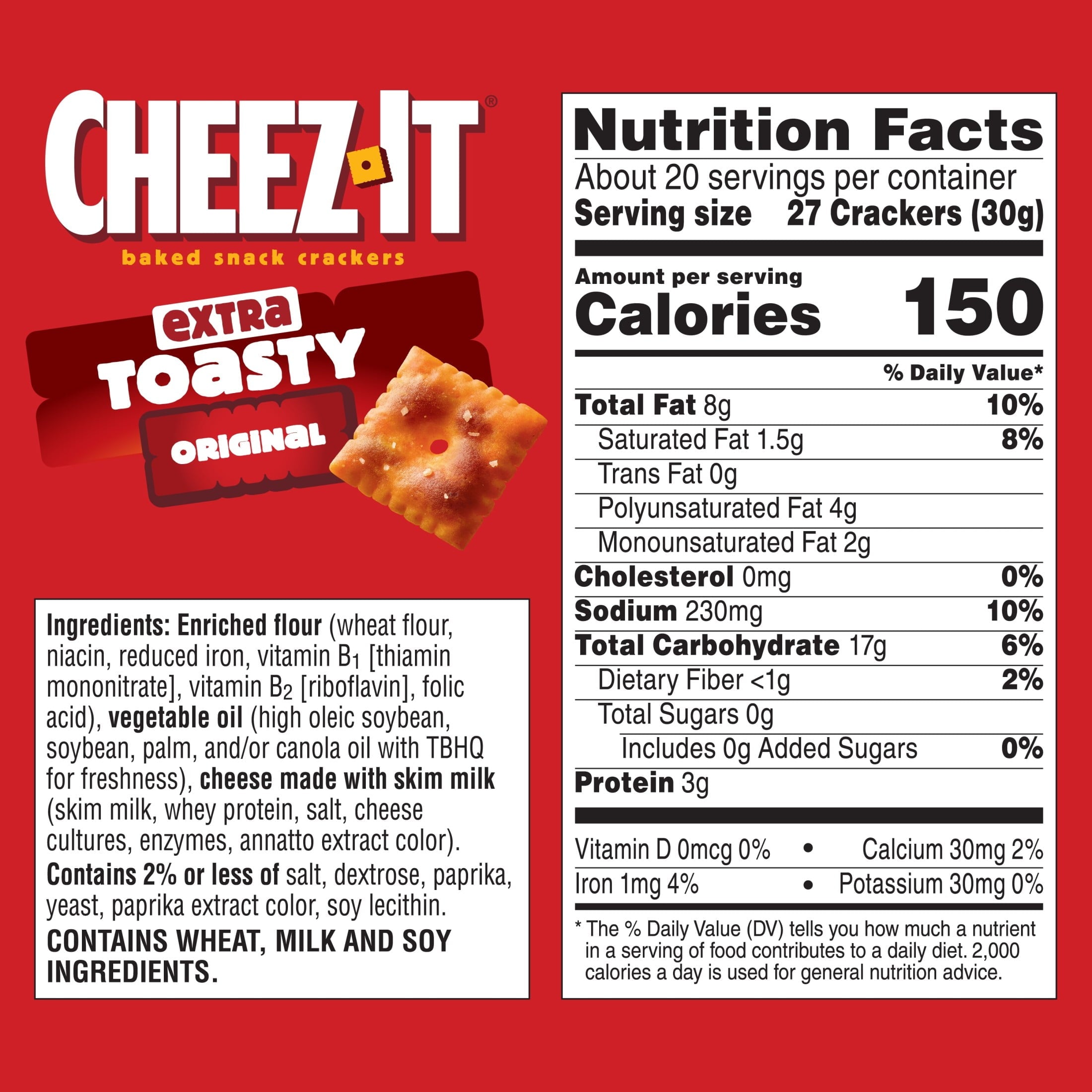 Cheez-It Extra Toasty Cheese Crackers, Baked Snack Crackers, 21 oz — grocery product, view 7