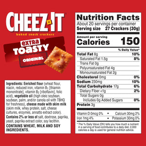 Cheez-It Extra Toasty Cheese Crackers, Baked Snack Crackers, 21 oz — grocery product, view 7