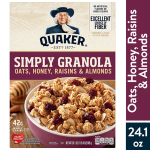 Quaker Simply Granola Breakfast Cereal, Oats Honey Raisins & Almonds, 24.1 oz Box — grocery product, view 8