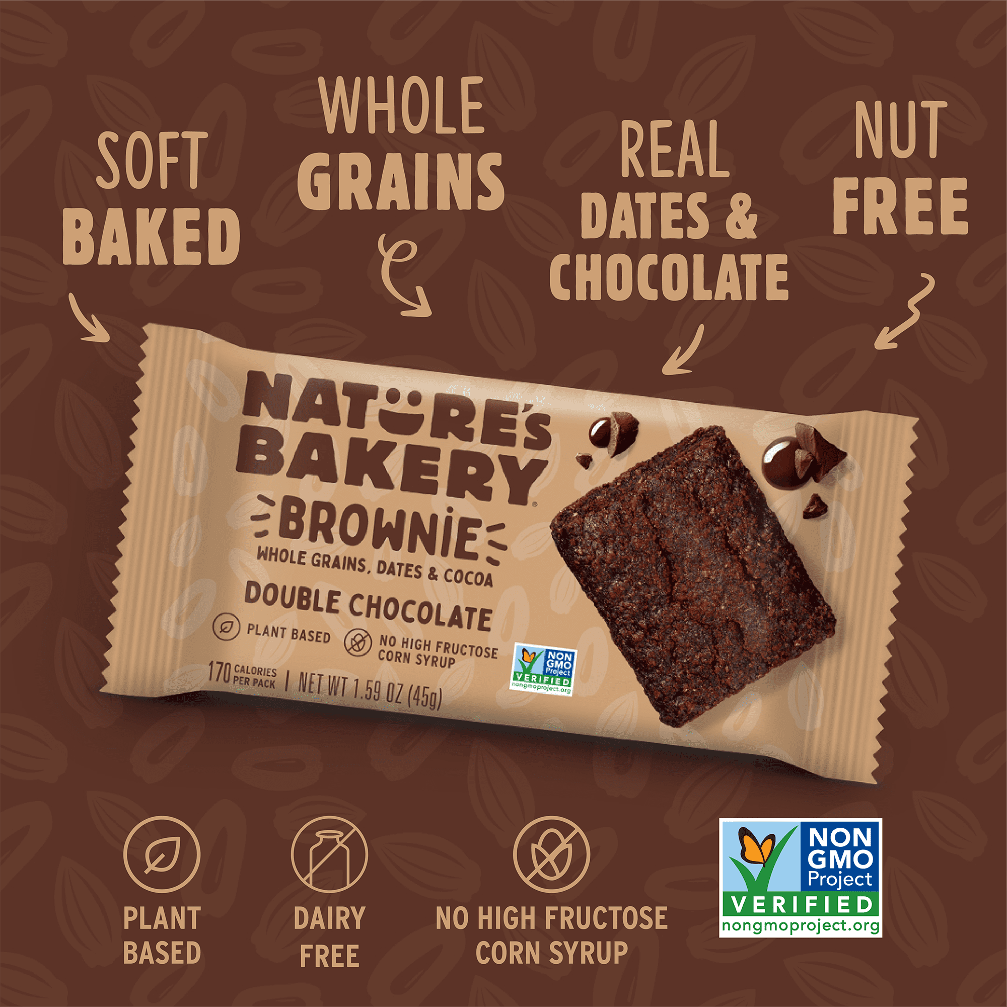 Nature's Bakery Double Chocolate Brownie, 10 Count, 1.59 oz Twin packs — grocery product, view 3
