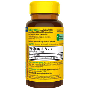 Nature Made Vitamin B12 Sublingual 1000 mcg Sugar Free Fast Dissolve Tablets, 60 Count — supplement pack, view 9