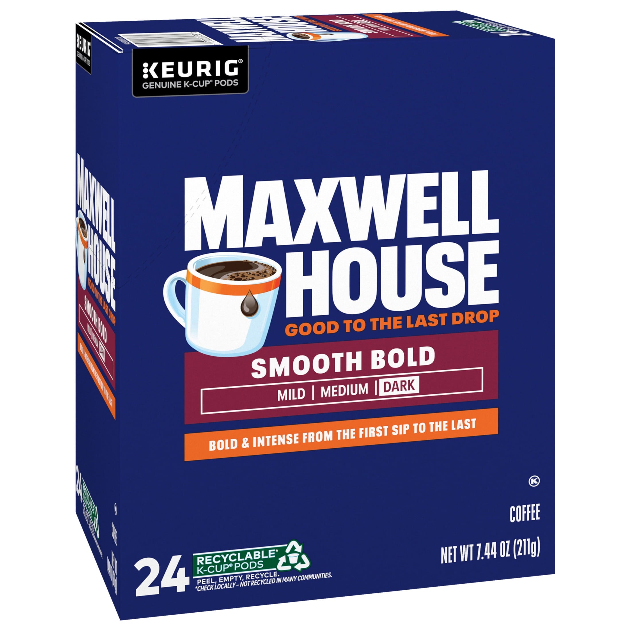 Maxwell House Smooth Bold Roast Coffee K-Cup Pods, 24 ct Box — coffee and drinks product, view 7