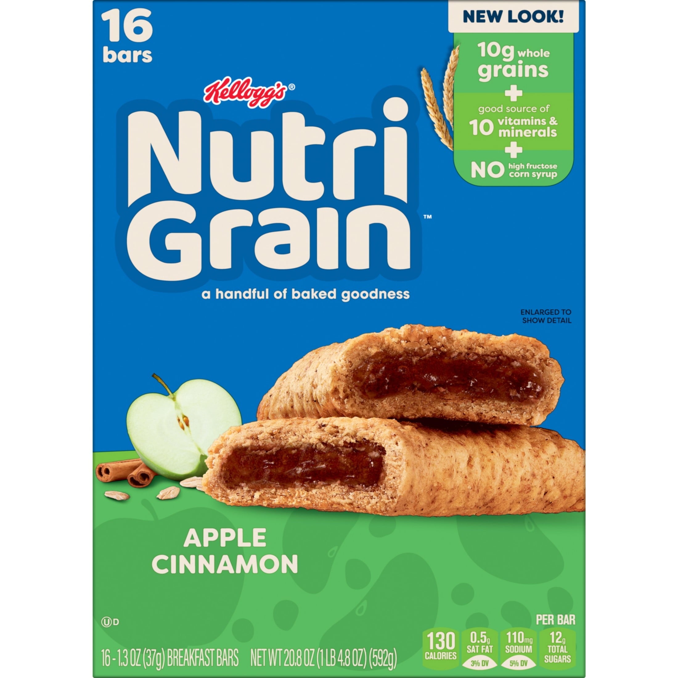 Kellogg's Nutri-Grain Apple Cinnamon Chewy Breakfast Bars, Made with 10g Whole Grains, 20.8 oz — grocery product, view 11