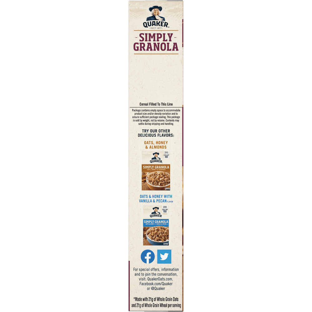 Quaker Simply Granola Breakfast Cereal, Oats Honey Raisins & Almonds, 24.1 oz Box — grocery product, view 4