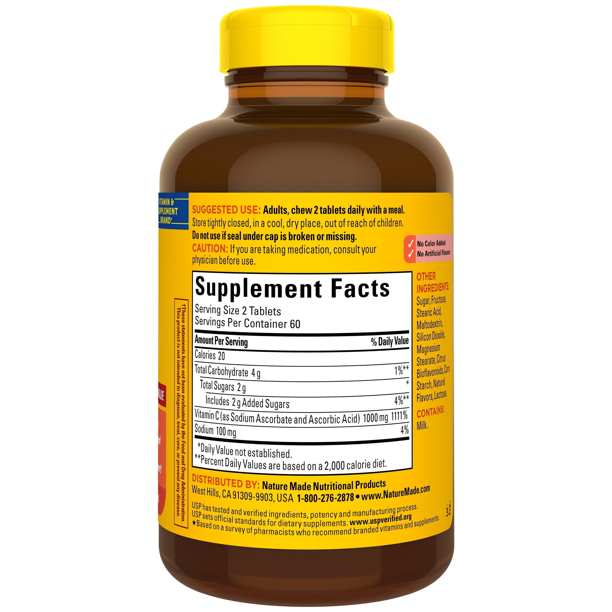Nature Made Extra Strength Dosage Chewable Vitamin C Tablets, 1000mg per Serving, 120 Count — supplement pack, view 9