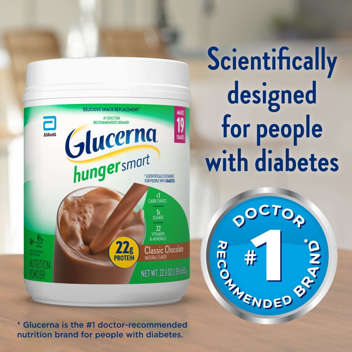 Glucerna Hunger Smart Diabetes Care Powder, Classic Chocolate, 22.3 Oz — sports nutrition product, view 3