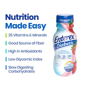 Enterex Diabetic Nutritional Meal Replacement Shake,for People with Diabetes,Strawberry,8 — sports nutrition product, view 4
