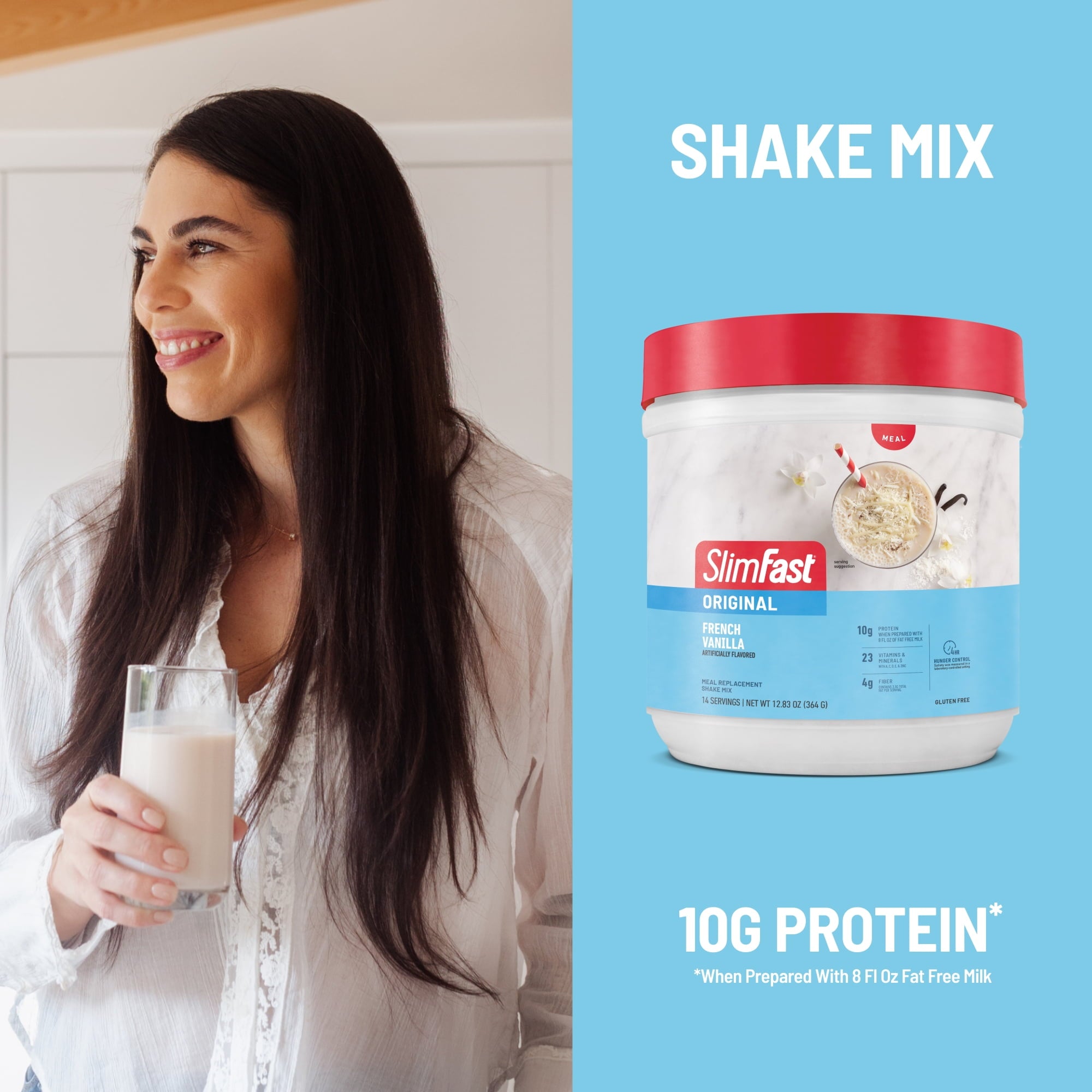 (3 pack) SlimFast Original Meal Replacement Shake Powder, French Vanilla, 12.83 oz — sports nutrition product, view 6