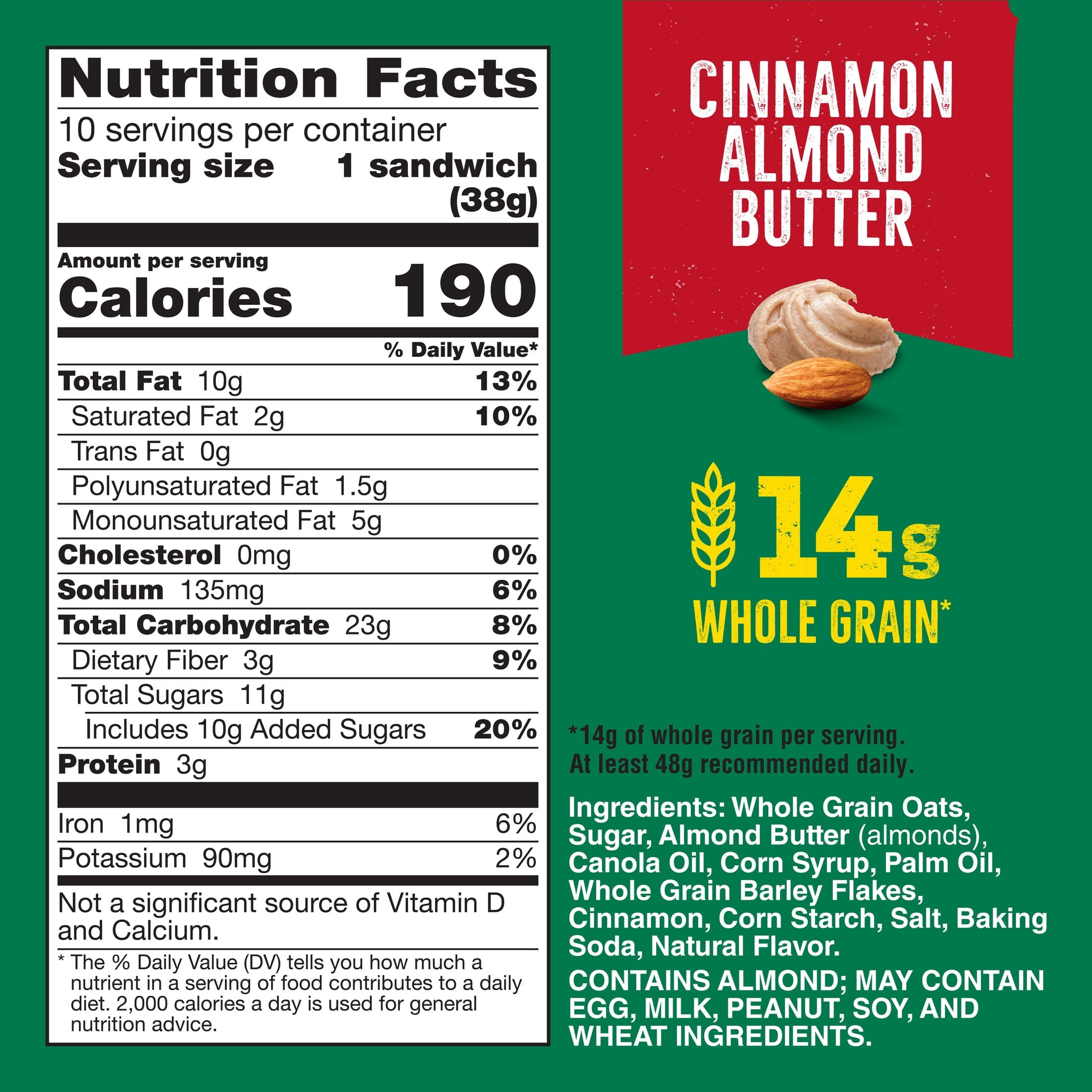Nature Valley Biscuit Sandwiches, Cinnamon Almond Butter, 10 Bars, 13.5 oz — grocery product, view 8