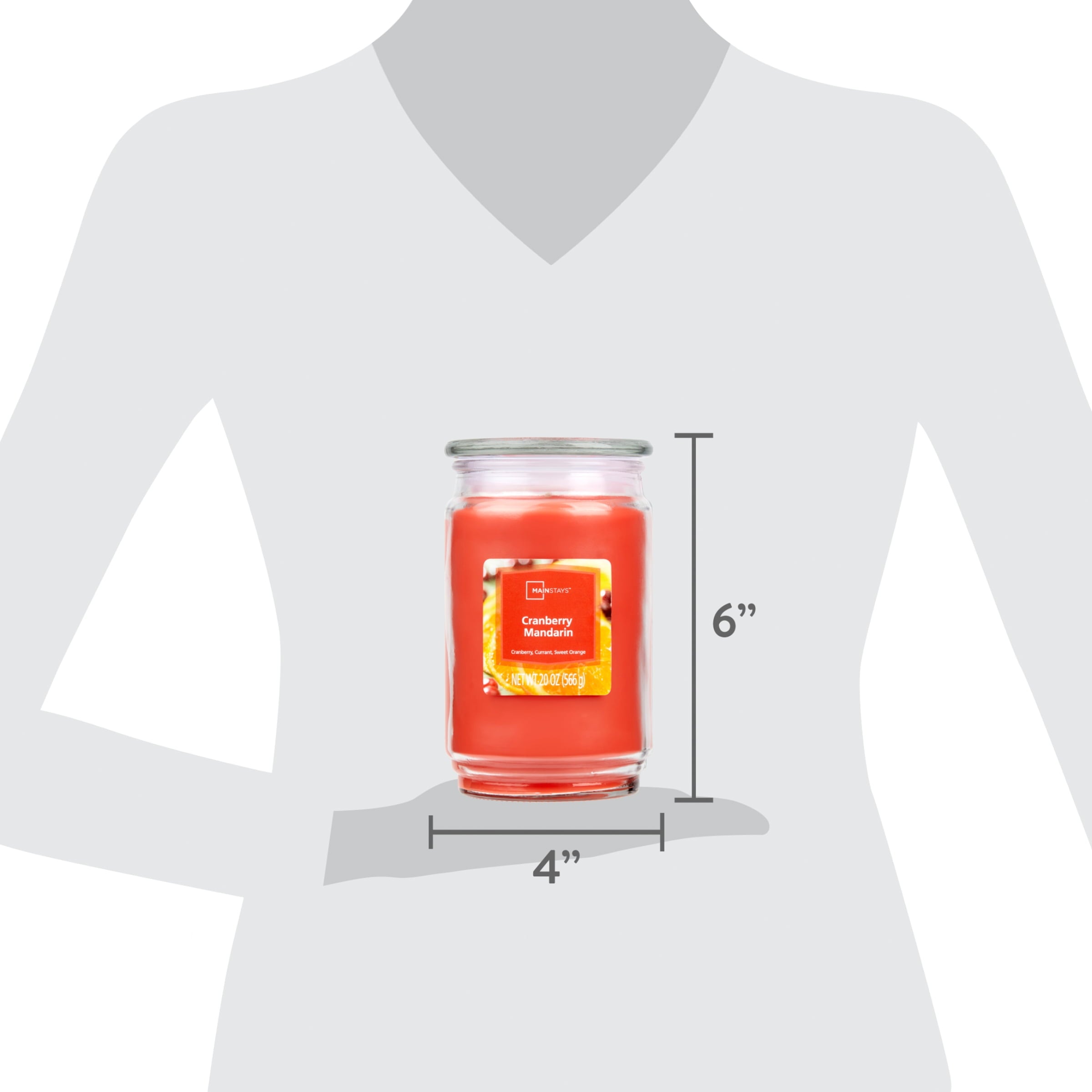 Mainstays Cranberry Mandarin Scented Single-Wick Candle, 20oz Glass Jar — home and garden product, view 5
