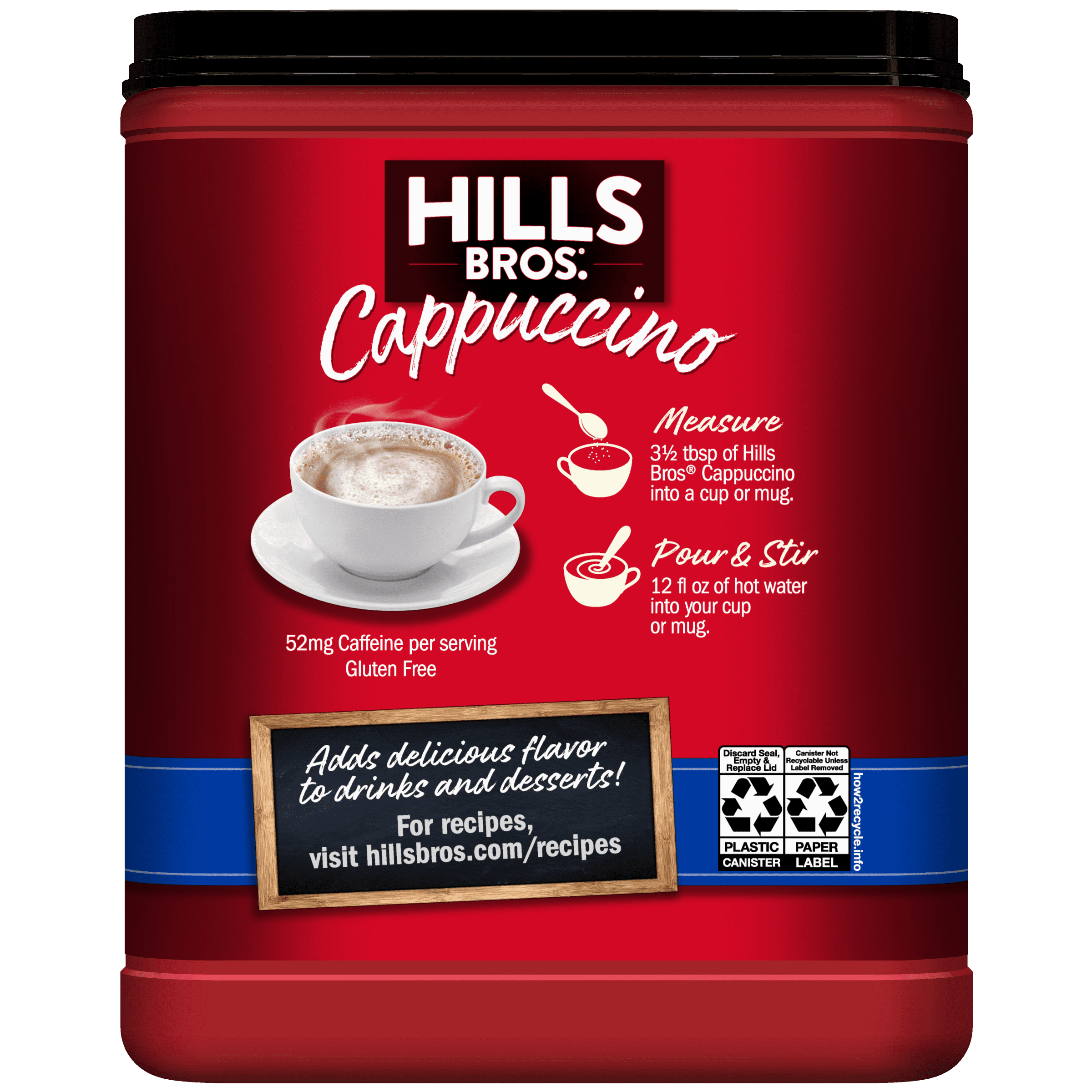 Hills Bros. French Vanilla Cappuccino Instant Coffee Mix, 16 Ounce Canister — coffee and drinks product, view 6