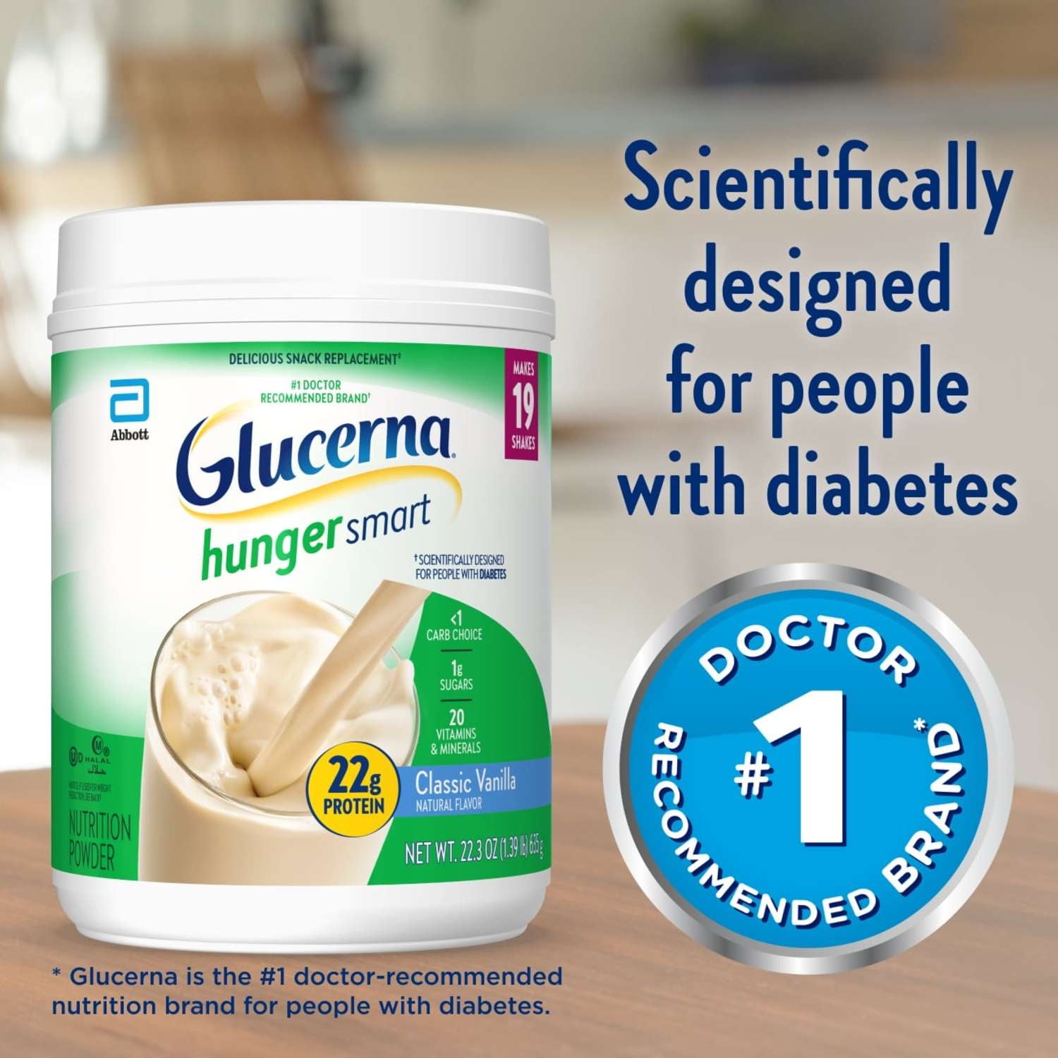 Glucerna Hunger Smart Diabetes Care Powder, Classic Vanilla, 22.3 Oz — sports nutrition product, view 3