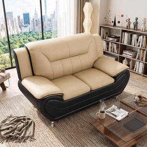 Wakefit 61"W Modern Faux Leather Loveseat,Upholstered 2-Seater Sofa Couch with Stainless Steel Legs - image 3 of 6