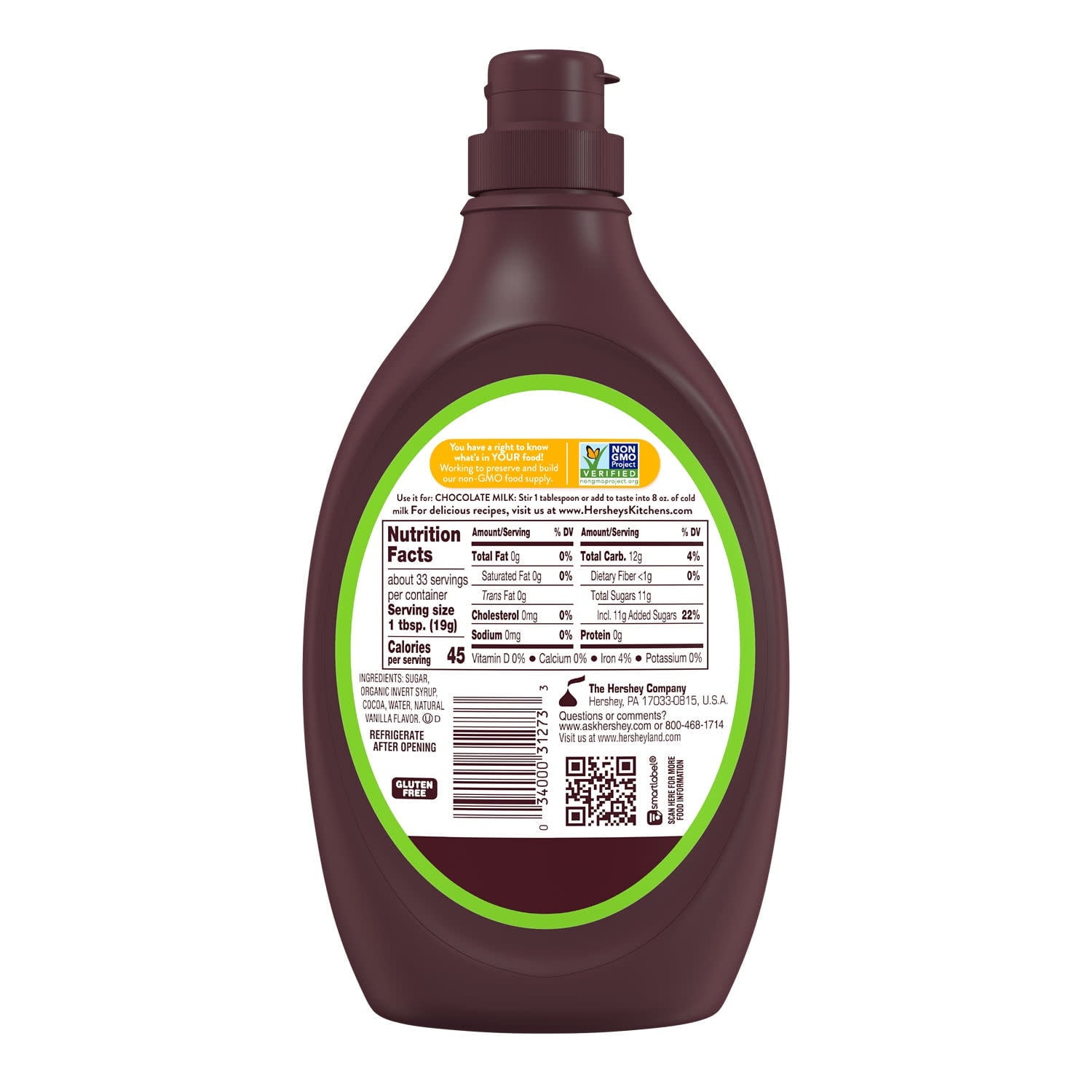 Hershey's Simply 5 Chocolate Syrup, Bottle 21.8 oz — coffee and drinks product, view 3