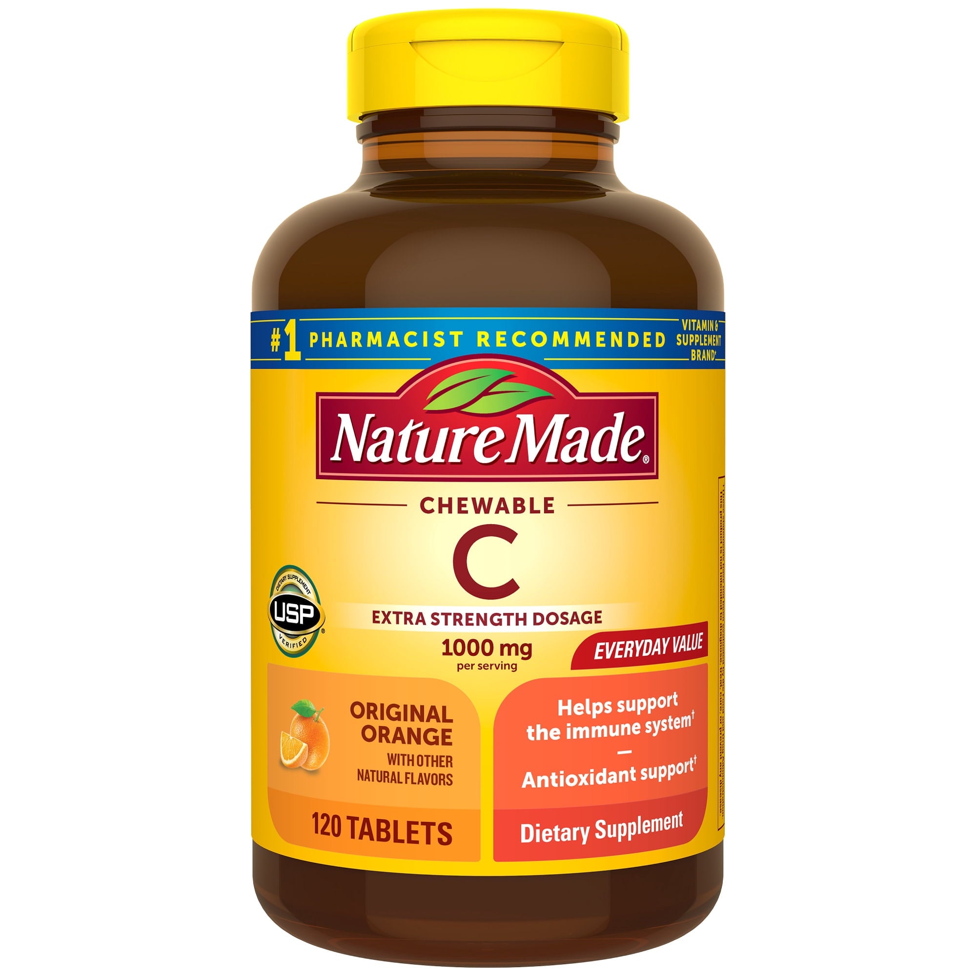 Nature Made Extra Strength Dosage Chewable Vitamin C Tablets, 1000mg per Serving, 120 Count — supplement pack, view 2