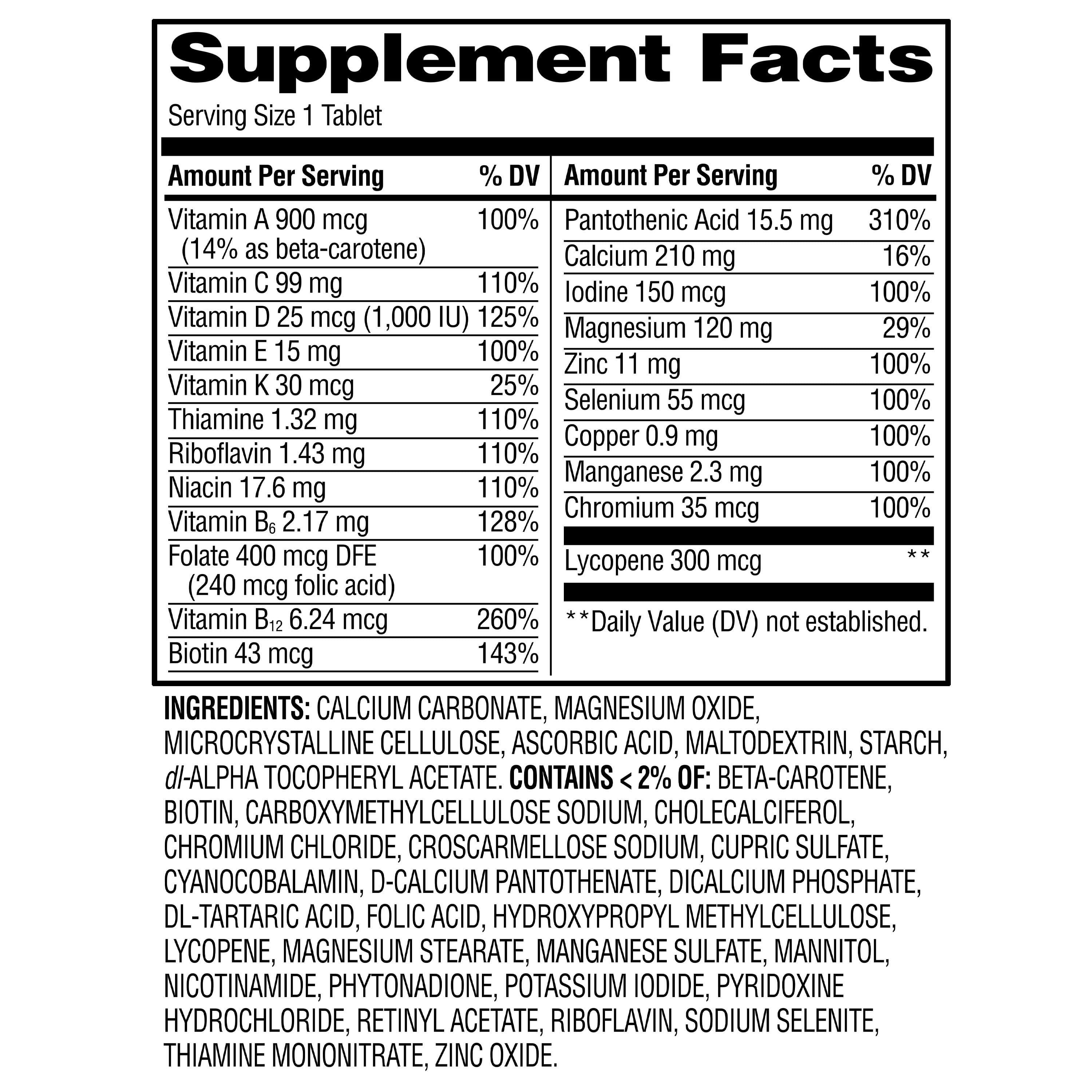 Equate One Daily Men's Multivitamin/Multimineral Supplement Tablets, 200 Count — supplement pack, view 2