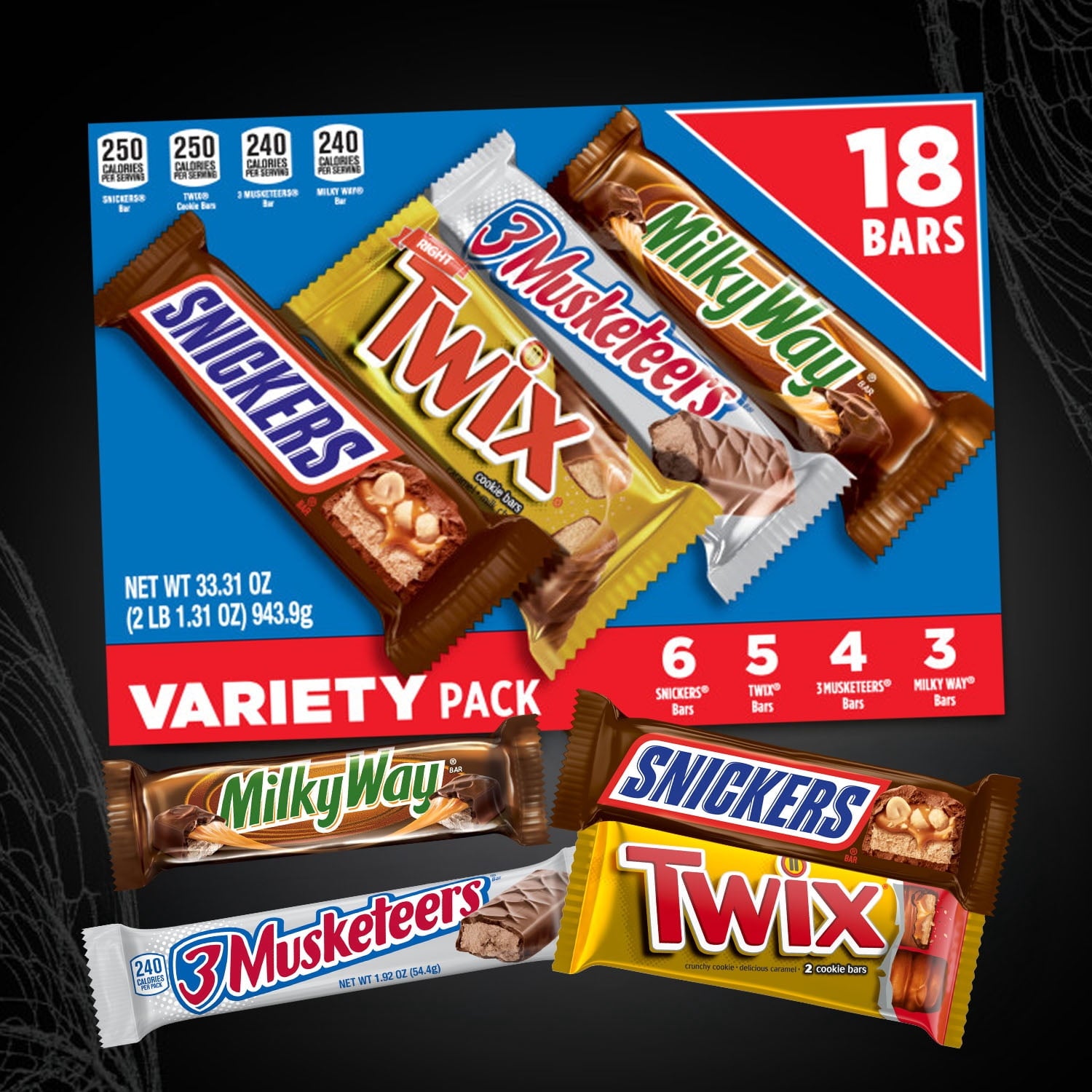 Mars Snickers, Twix, Milky Way & More Assorted Milk Chocolate Candy Bars - 18 Bars — grocery product, view 3