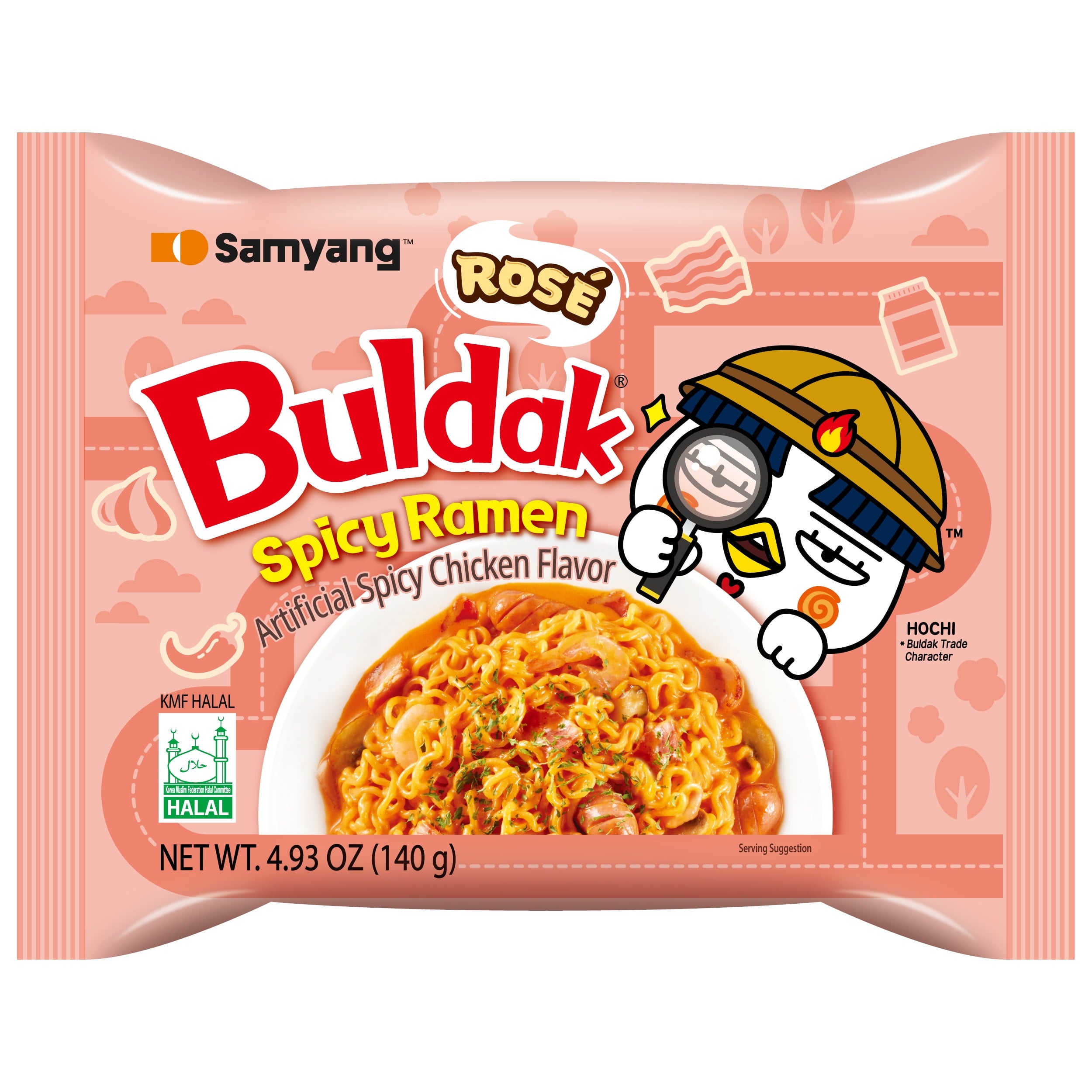 Samyang Buldak Rosé Spicy Chicken Instant Ramen Noodles, 5 Pack, 4.93 oz Bags — grocery product, view 3