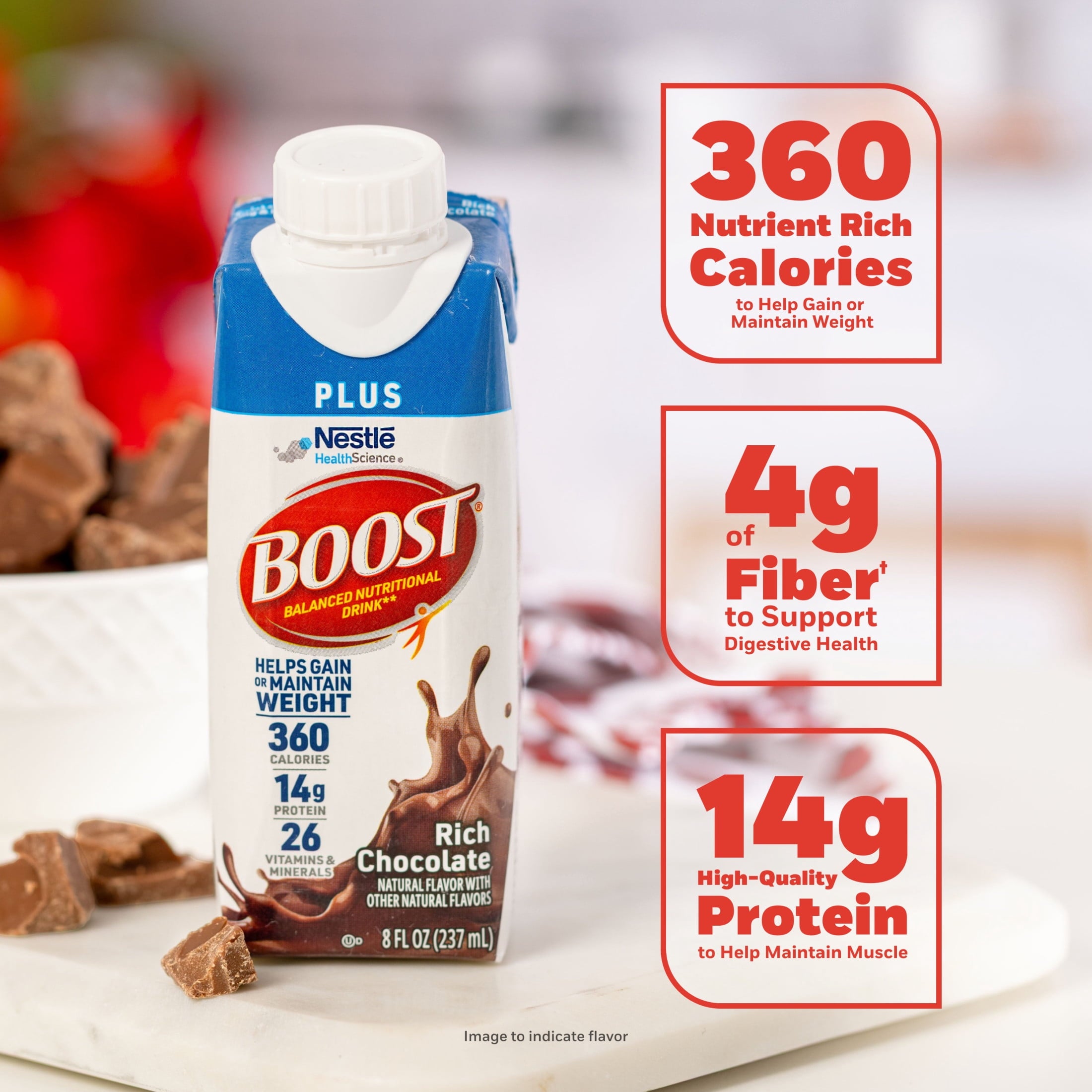 BOOST Plus Nutritional Drink Protein Shakes, Rich Chocolate, 8 fl oz, 12 Pack — sports nutrition product, view 4