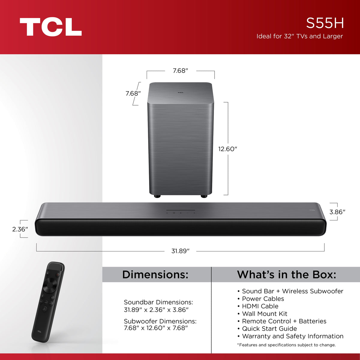 TCL S Class 2.1 Channel Sound Bar with Dolby Atmos - image 2 of 6