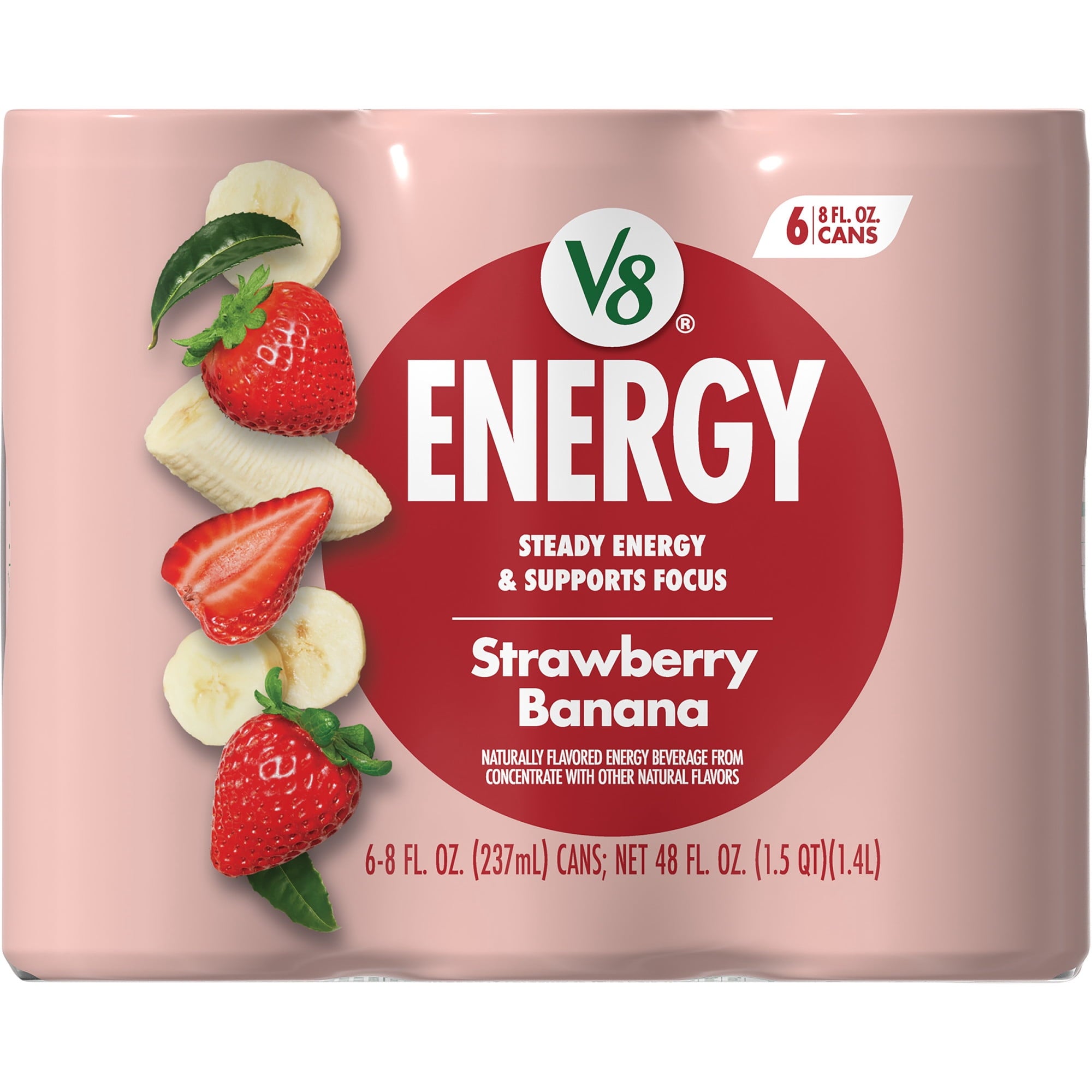 (4 pack) V8 Energy Strawberry Banana Juice Energy Drink, 8 fl oz Can (24 Pack) — coffee and drinks product, view 9